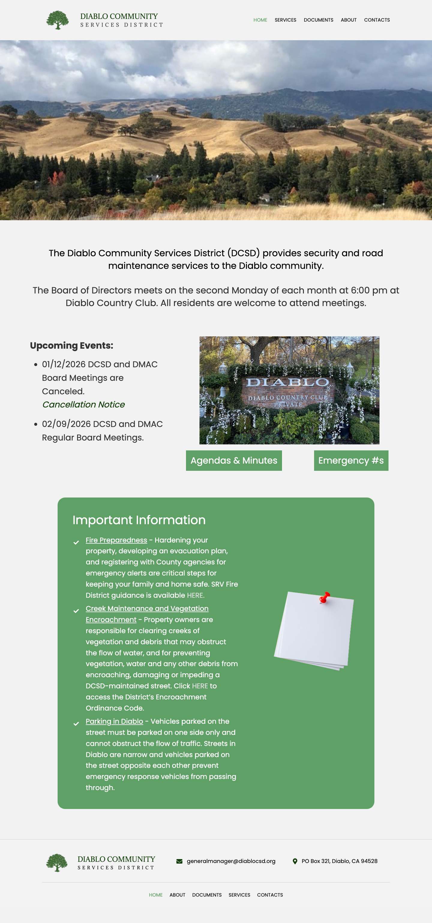 Security | Diablo, CA | Diablo Community Services District - Full Screenshot