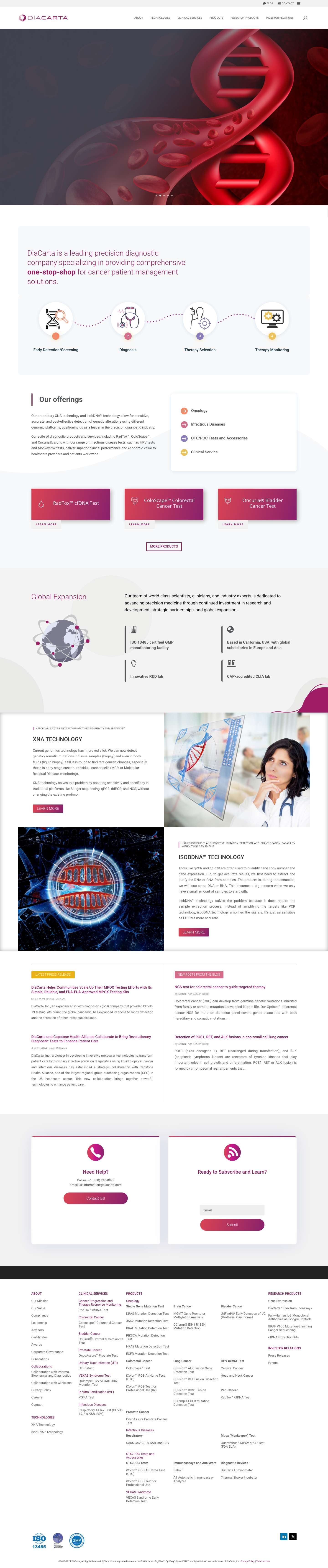 DiaCarta: A Translational Genomics & Personalized Diagnostics Company - Full Screenshot