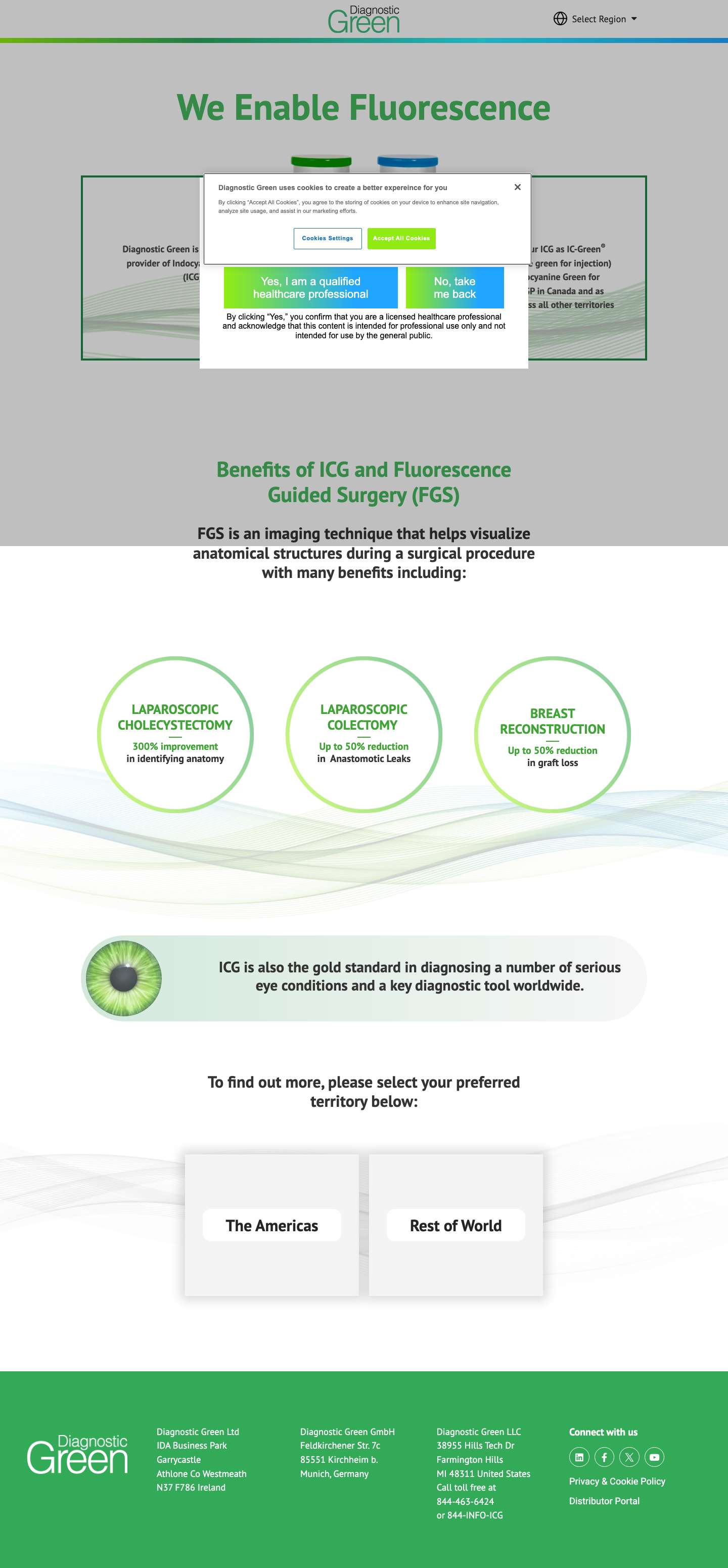 Leading Provider of Fluorescence Products | Diagnostic Green - Full Screenshot