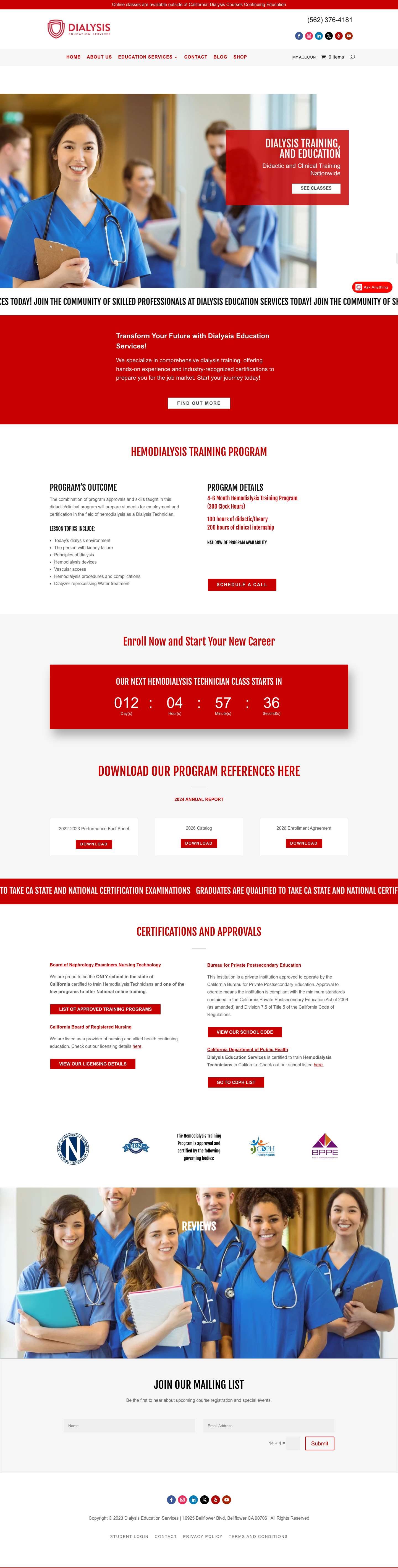 Dialysis School in California | Get Certified to be a Tech - Full Screenshot