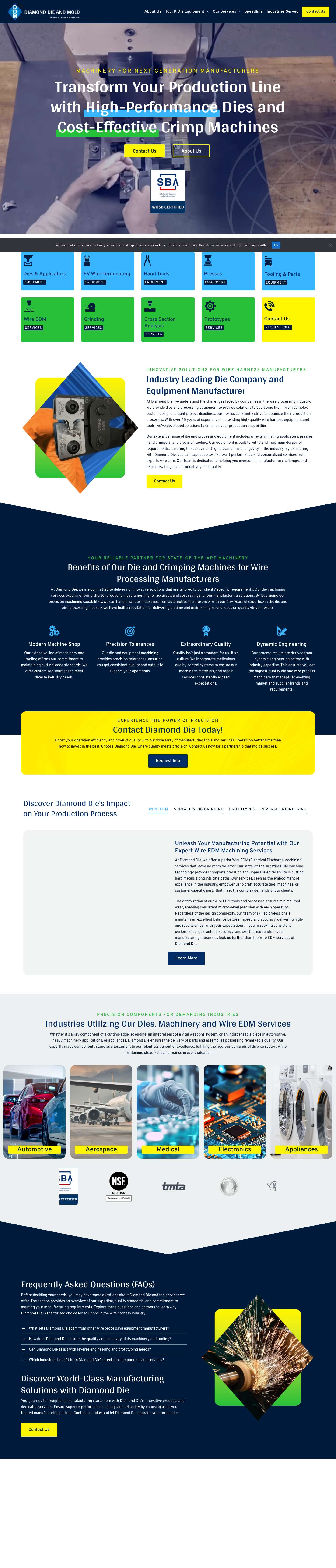 Wire EDM, Tool & Die | Clinton Township MI | Diamond Die & Mold - Full Screenshot