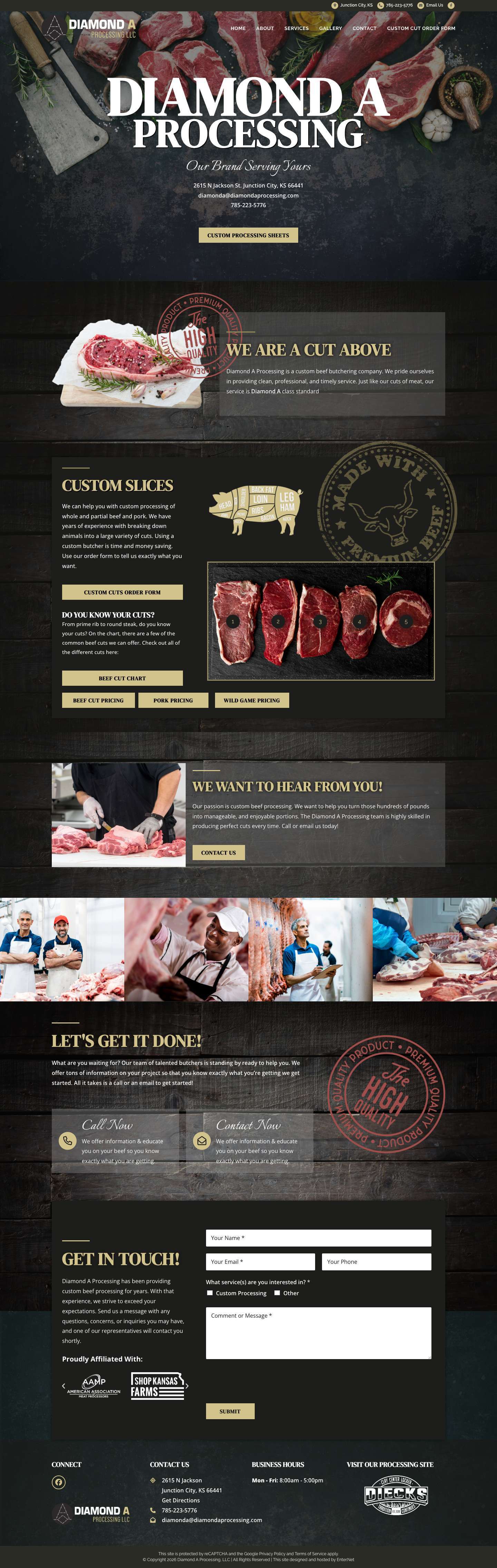 Diamond A Processing | Beef Butchering | Junction City KS - Full Screenshot