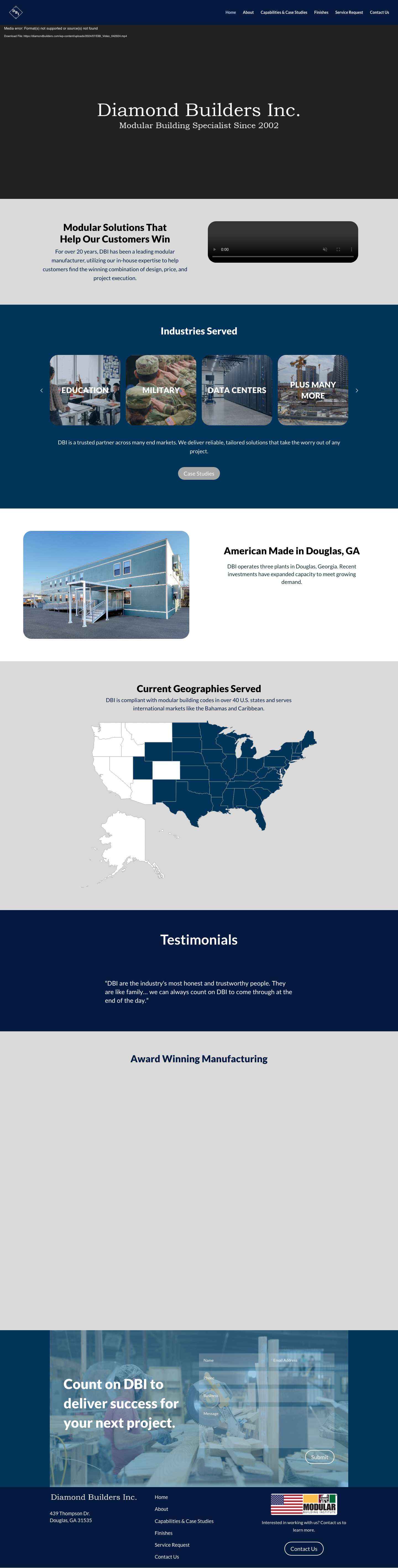 Home - Diamond Builders Inc. - Full Screenshot