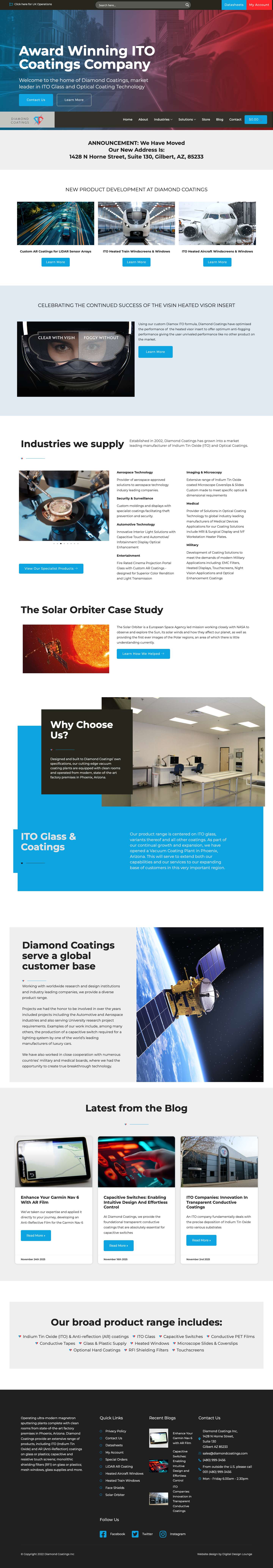 ITO Glass | ITO Glass Coatings | Diamond Coatings - Full Screenshot