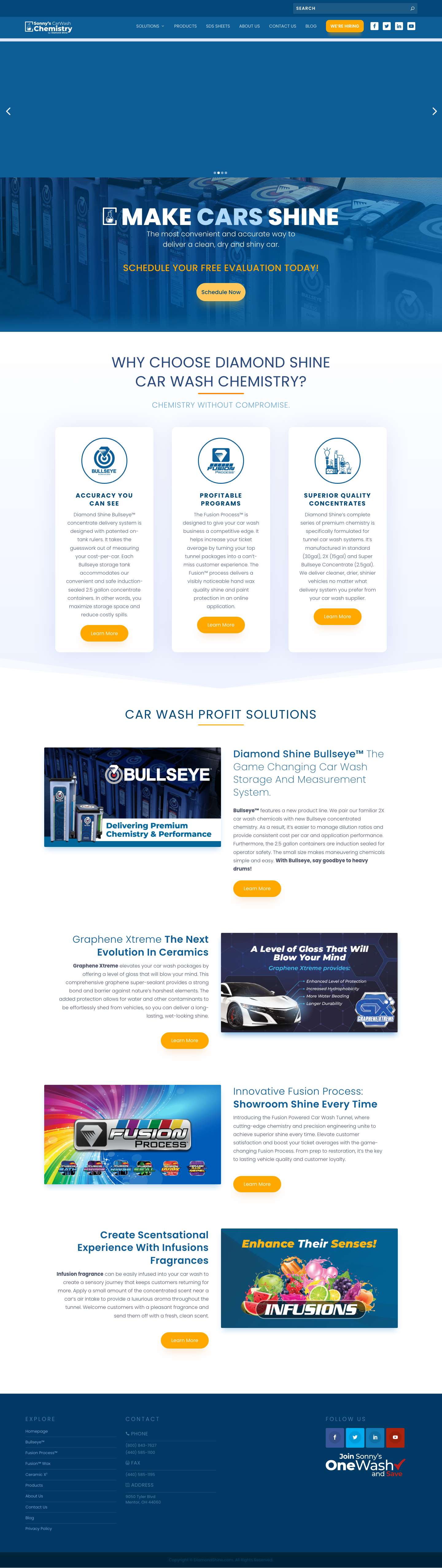 Diamond Shine | Car Wash Supplier of Chemistry and Wax - Full Screenshot