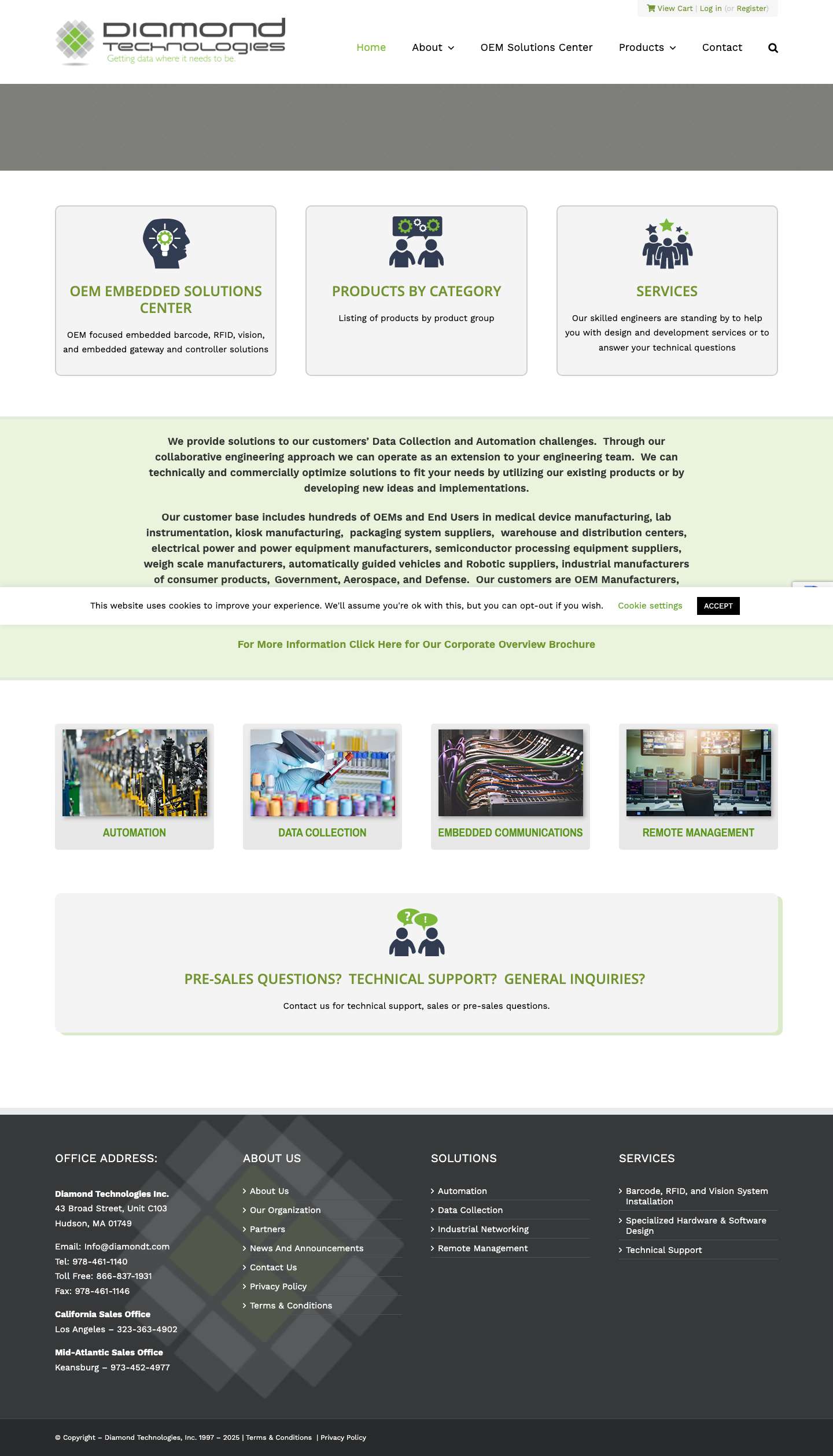 Diamond Technologies | Industrial Automation | Official Website - Full Screenshot