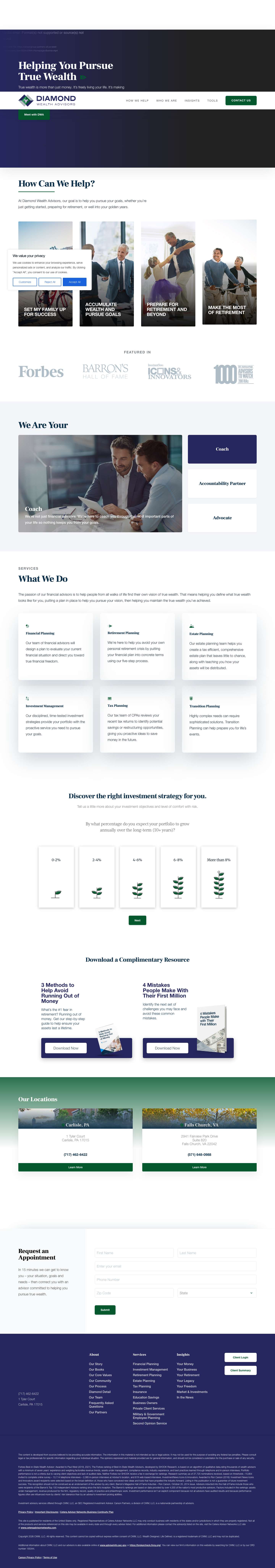 Financial Advisors | Diamond Wealth Advisors - Full Screenshot