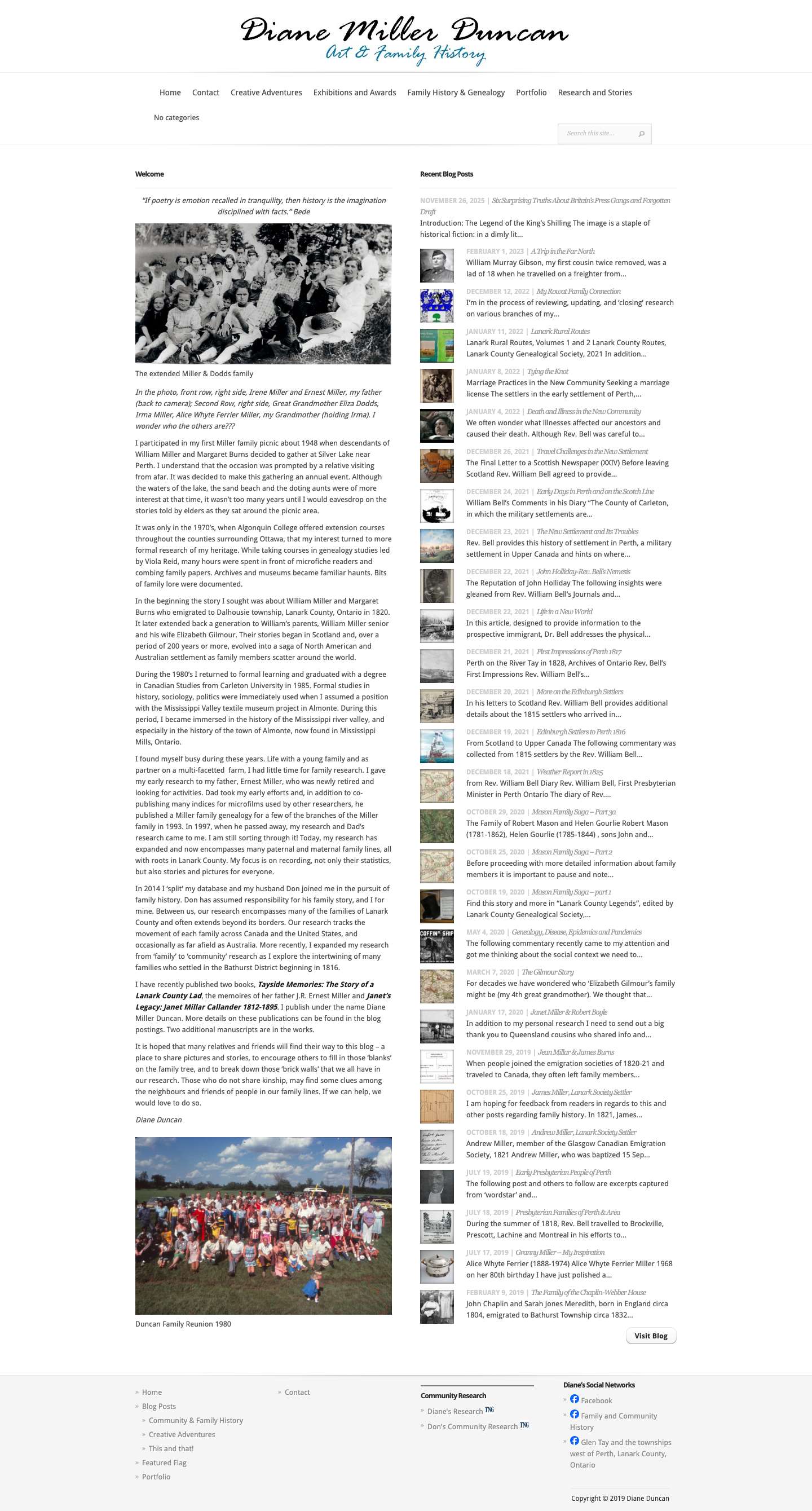 Diane Duncan ~ Family & Community History, with a bit of art as well! - Full Screenshot