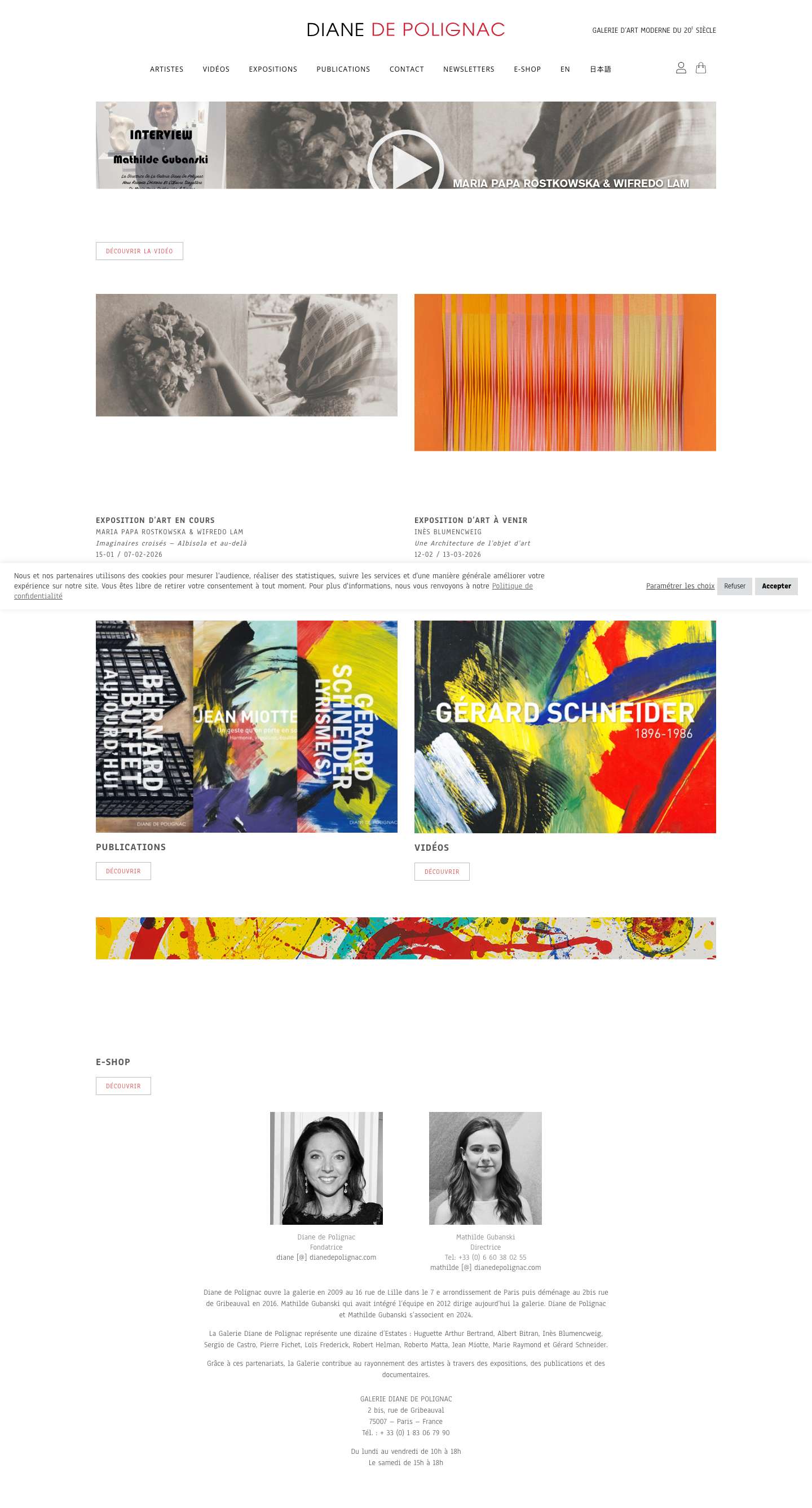 Galerie Diane de Polignac : Galerie d'Art Moderne Paris - Full Screenshot