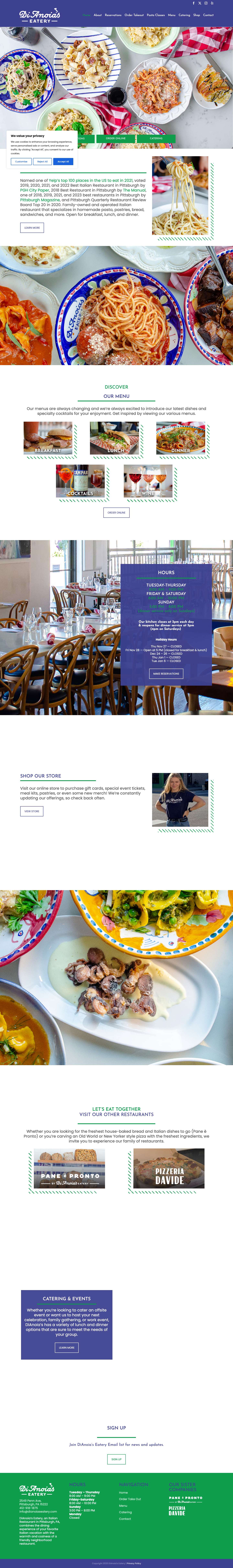 DiAnoia's Eatery - Best Italian Restaurant in Pittsburgh - Full Screenshot