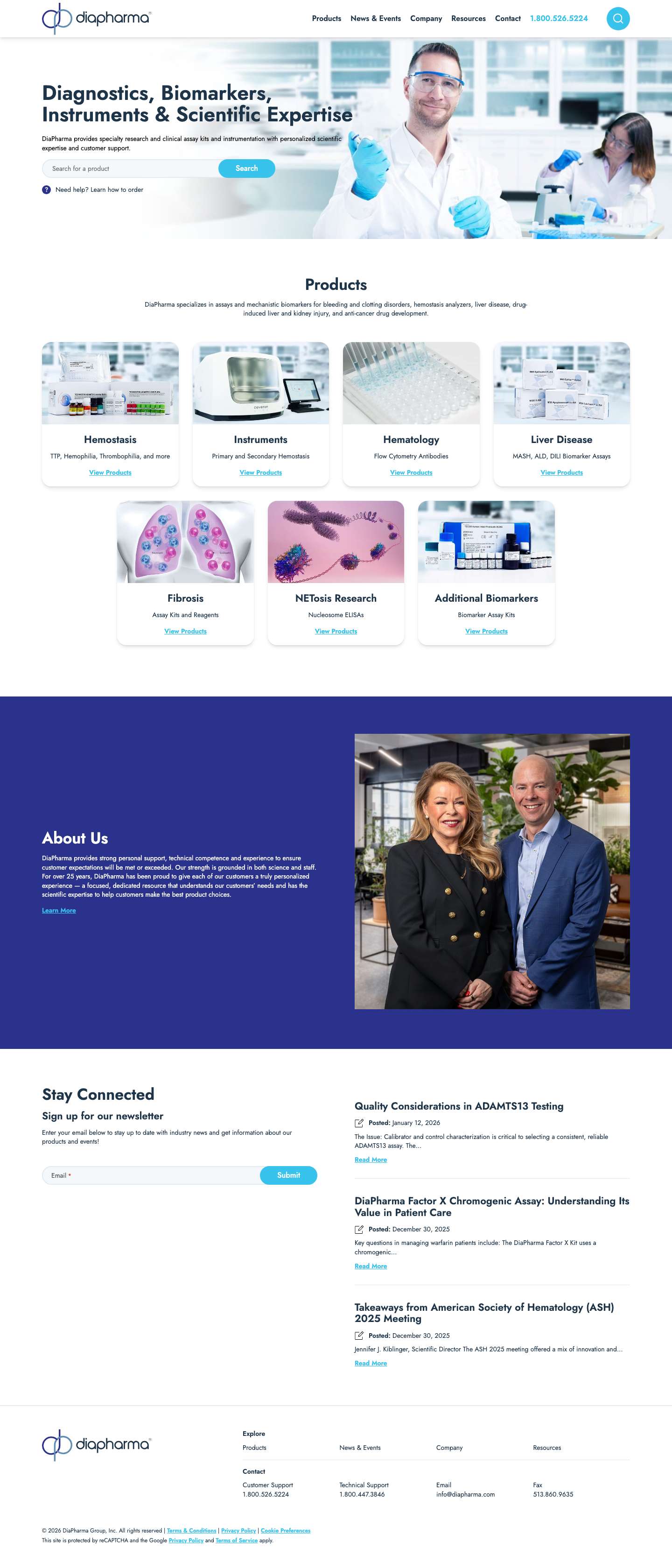 Laboratory Kits & Diagnostic Solutions - DiaPharma - Full Screenshot