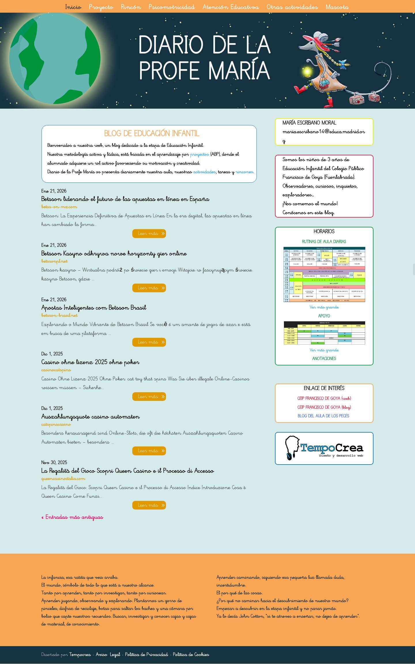 Blog Educación Infantil - Diario de la Profe María - Proyectos de trabajo - Full Screenshot