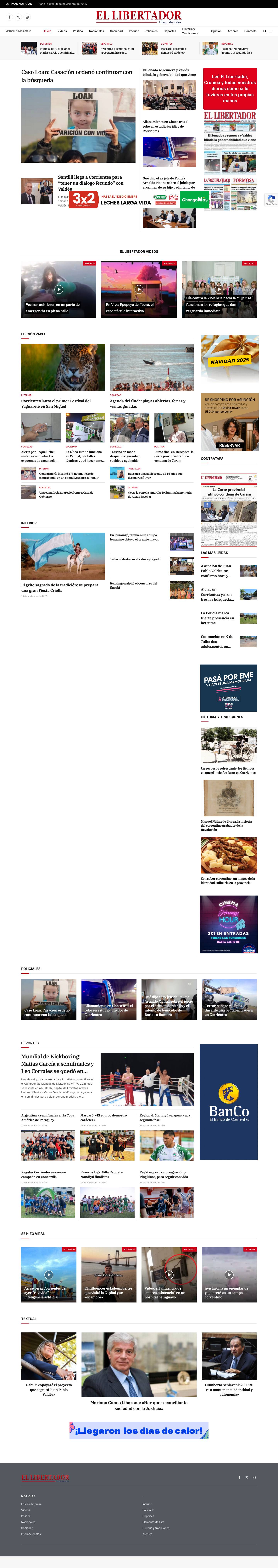 Diario El Libertador / Noticias de Corrientes - Full Screenshot