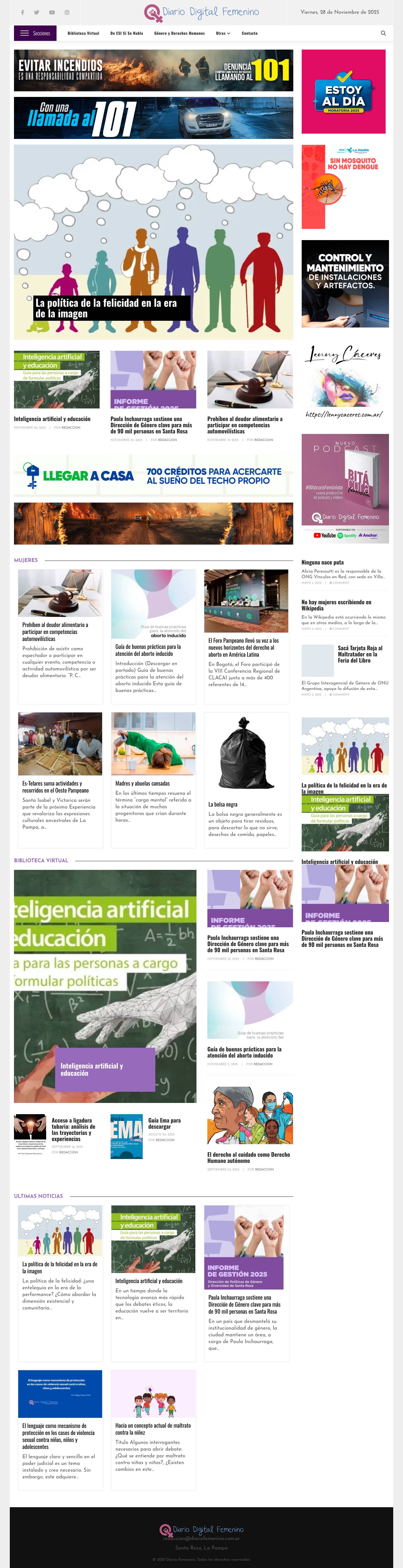 Inicio - Diario Digital Femenino - Full Screenshot
