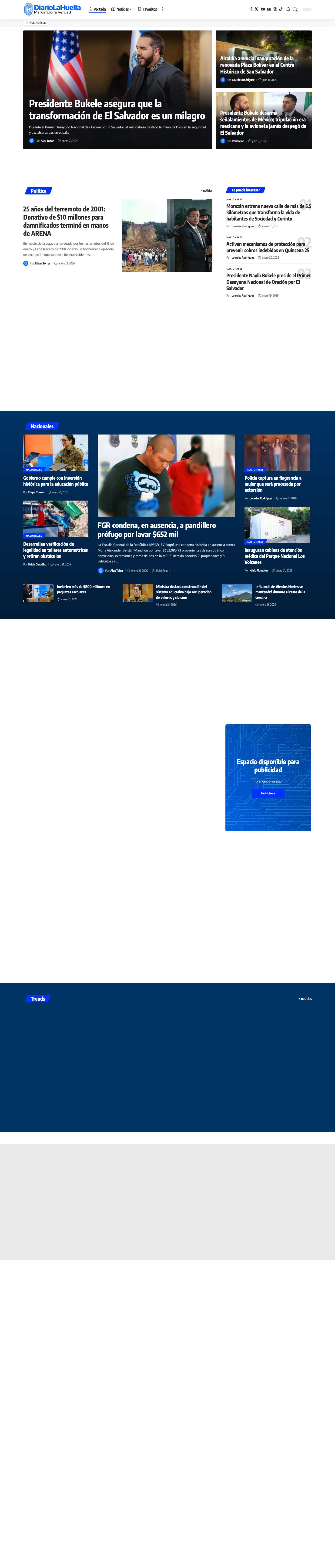 Diario La Huella - Noticias de El Salvador - Full Screenshot