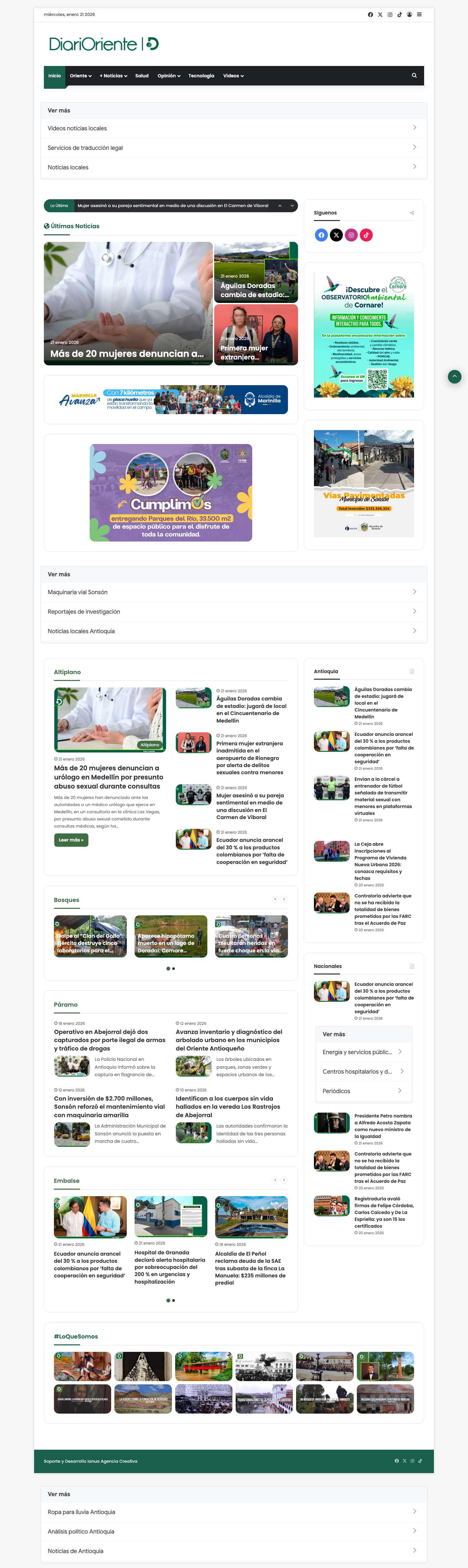 DiariOriente | Diario digital hecho desde el Oriente Antioqueño - Full Screenshot