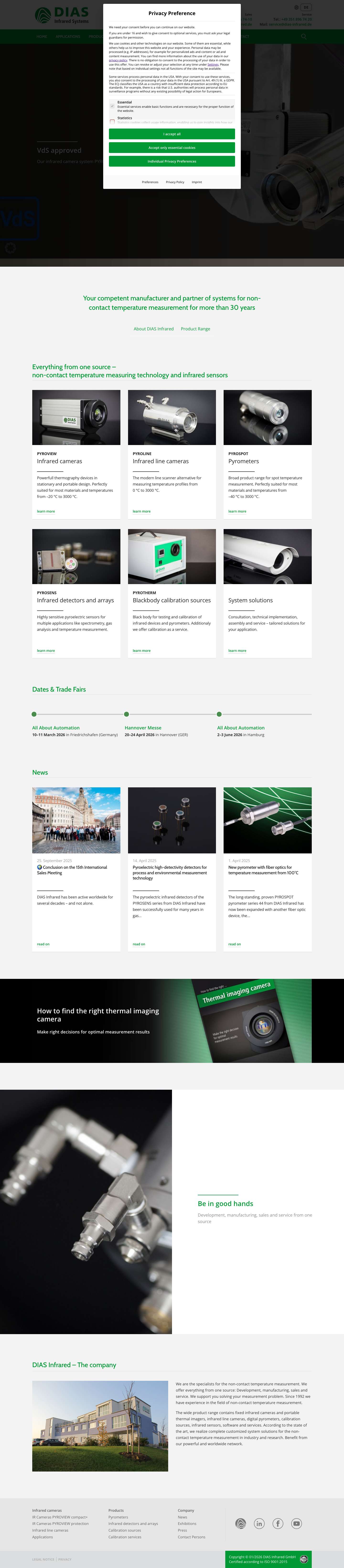 IR cameras for non-contact temperature measurement - Full Screenshot