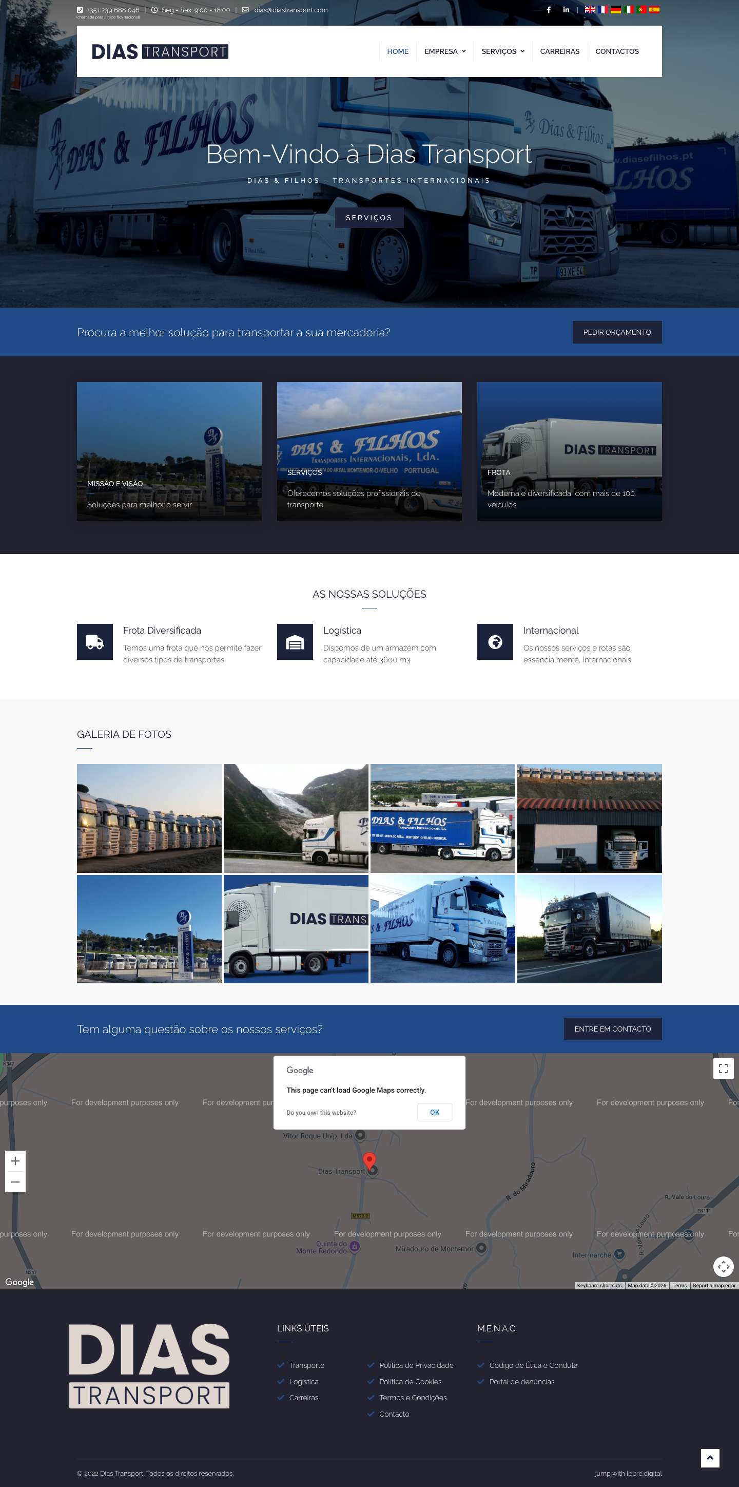 Dias Transport | Transportes Internacionais - Full Screenshot
