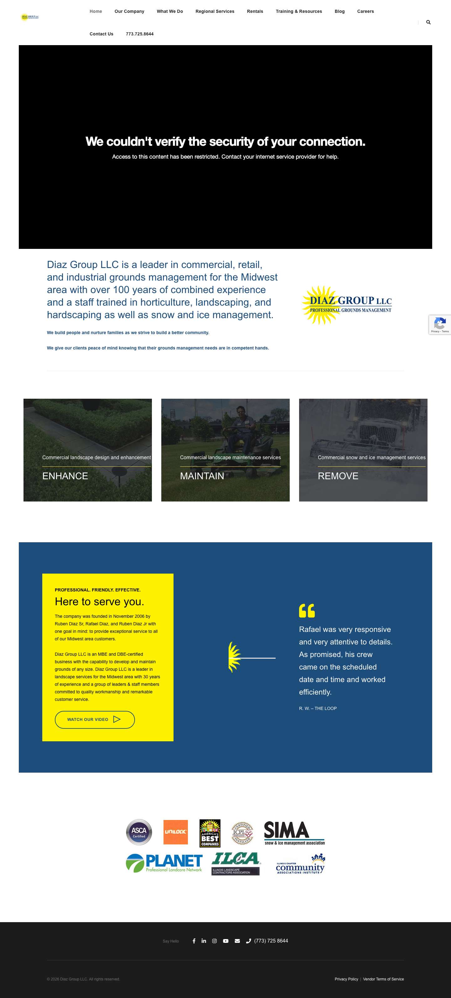 Diaz Group: Commercial Landscaping | Snow Removal - Full Screenshot