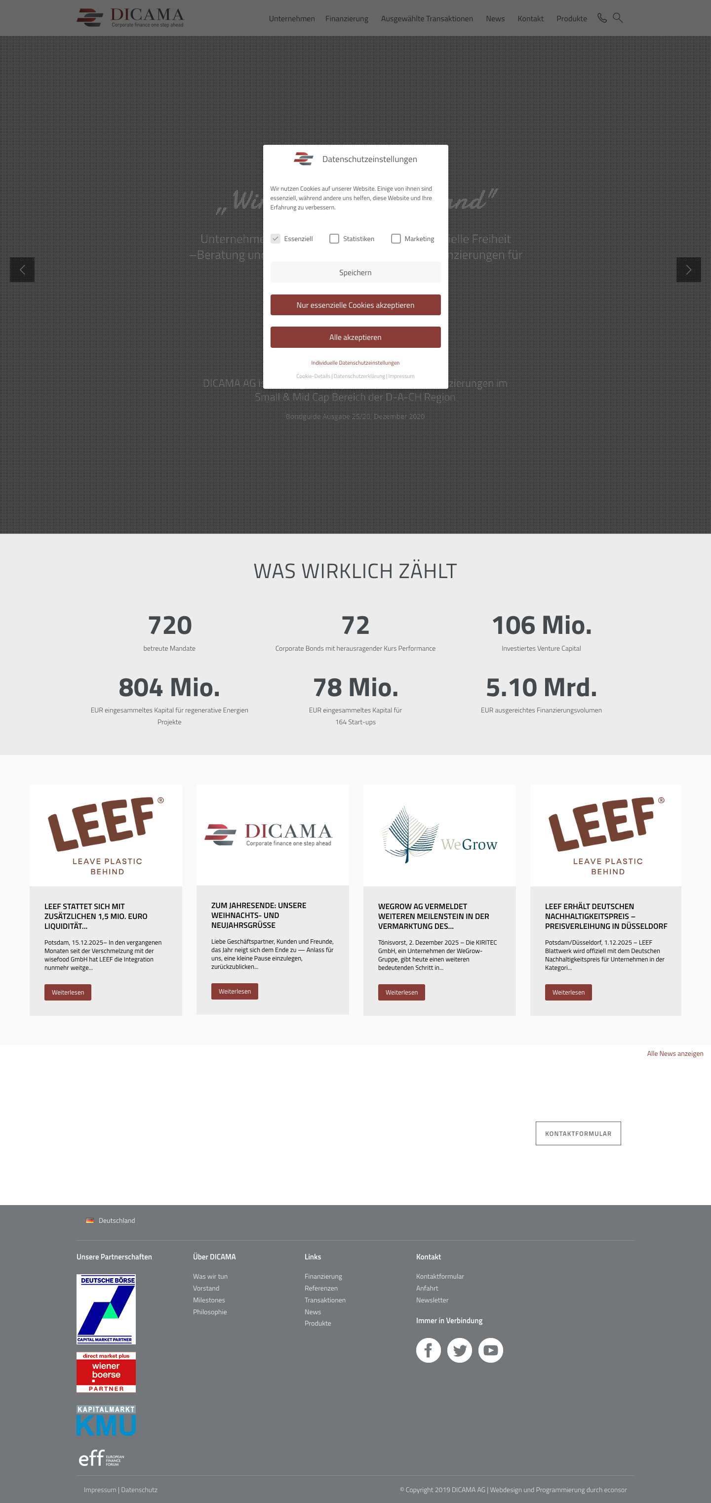 Dicama AG Dicama AG - Ihr Partner für alternative Finanzierungen - Full Screenshot