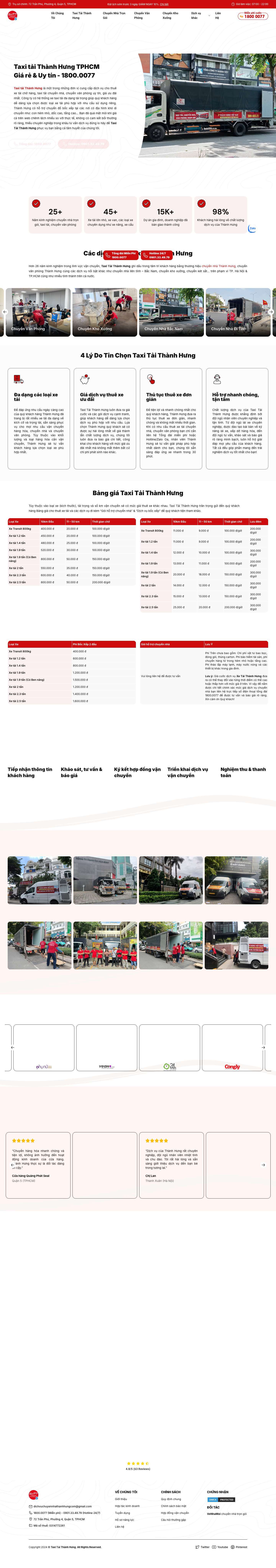 Taxi Tải Thành Hưng TPHCM Giá Rẻ & Uy Tín - 1800.0077 - Full Screenshot