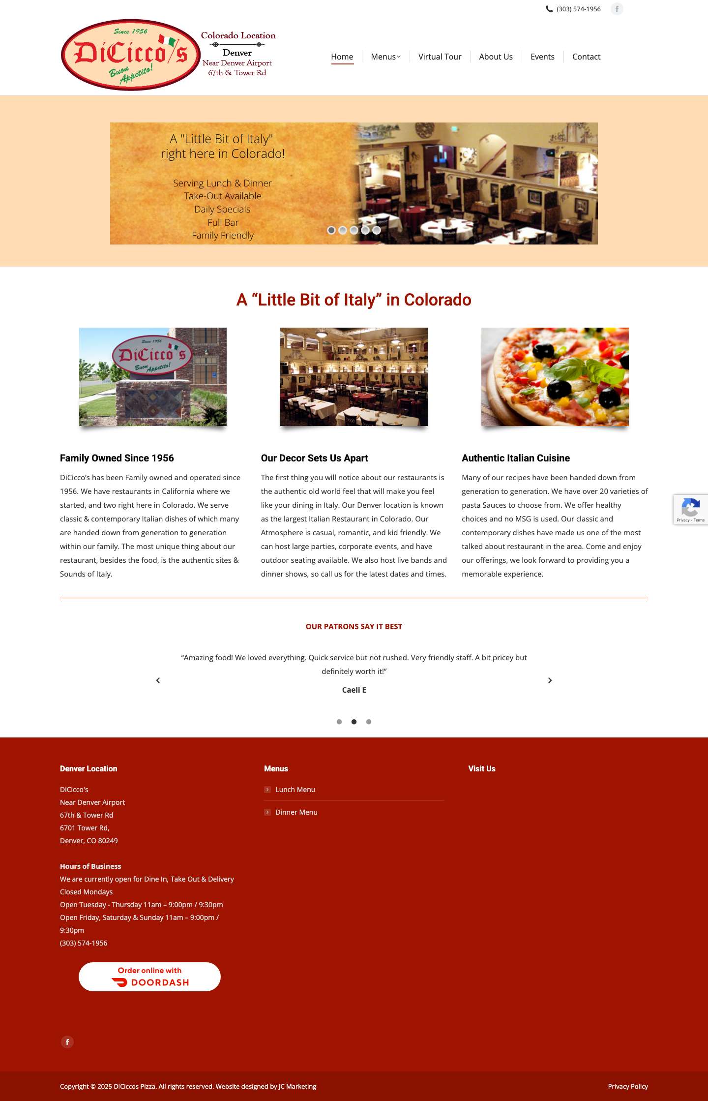 DiCicco's Colorado | Italian Cuisine in Denver Colorado - Full Screenshot