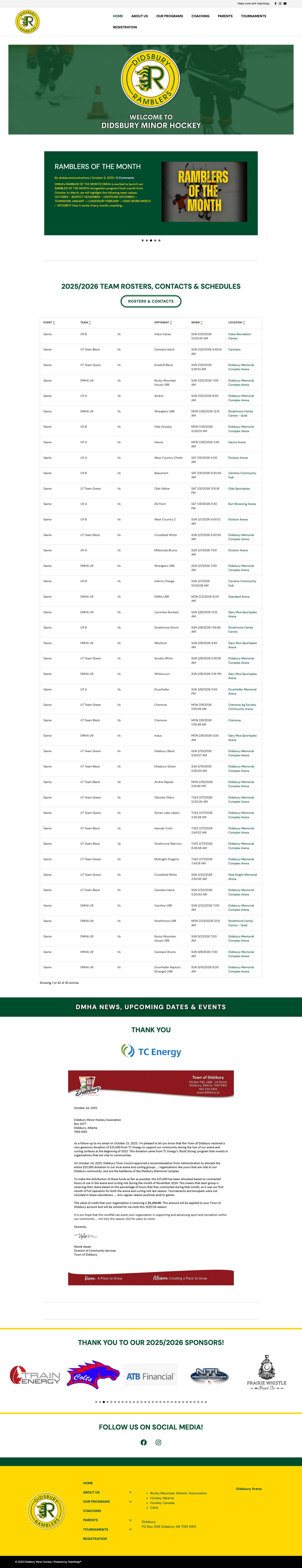 Home - Didsbury Minor Hockey % - Full Screenshot