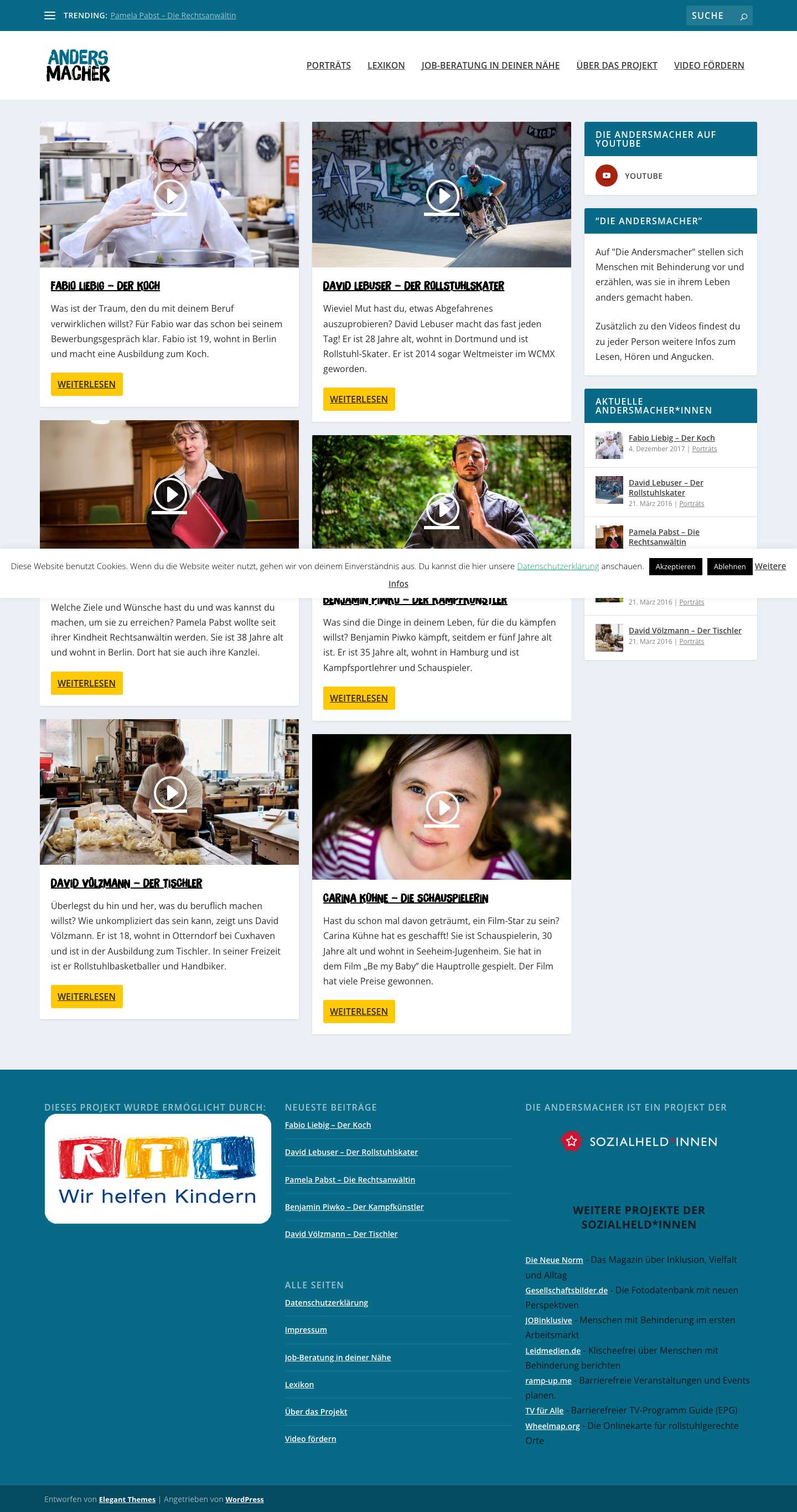 Die Andersmacher - "Die Andersmacher" ist ein Video-Projekt, in dem Menschen mit Behinderung zeigen, was sie anders gemacht haben. - Full Screenshot