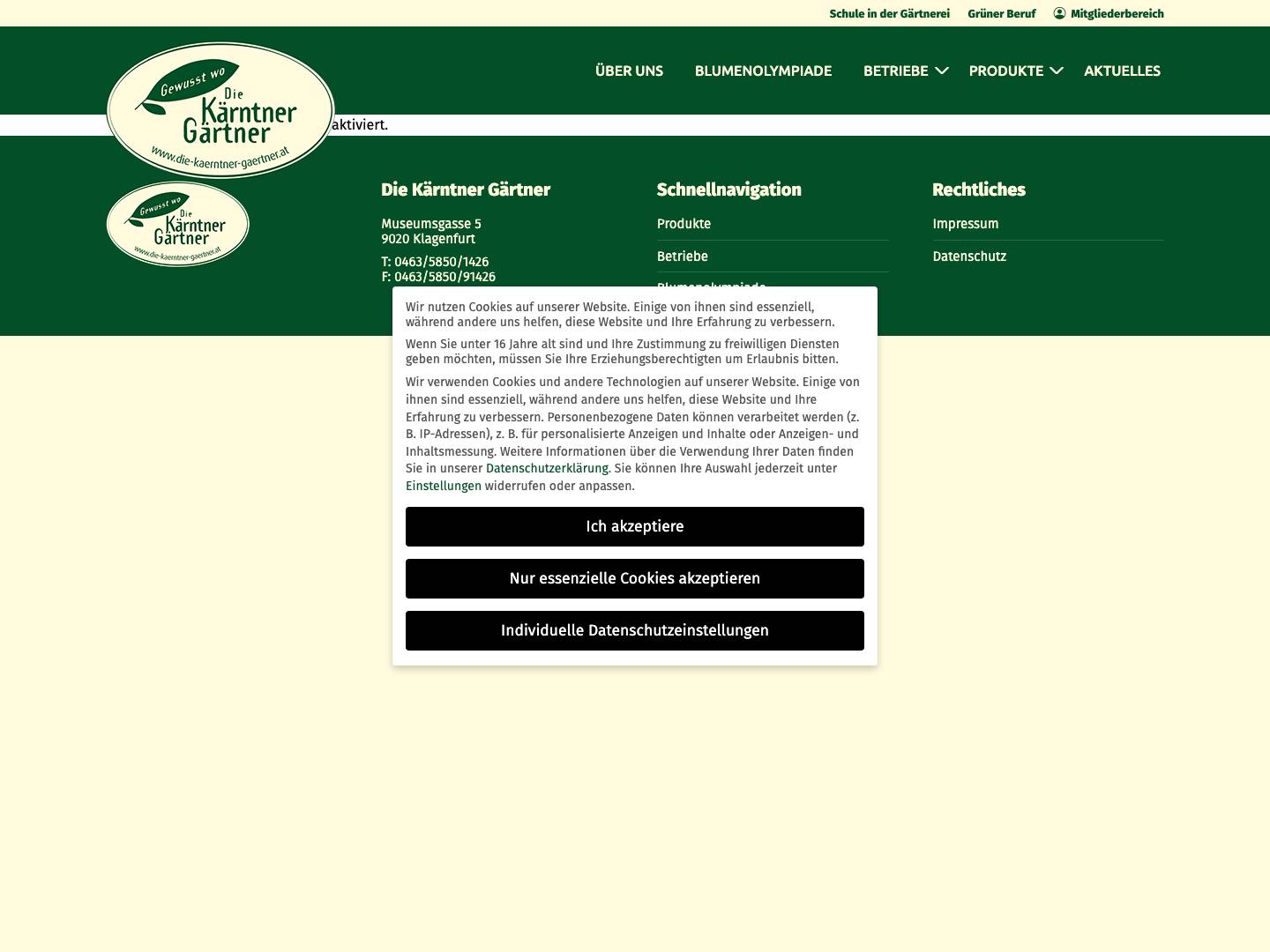 Die Kärntner Gärtner, Baumschulen, Floristen und Gartengestalter - Full Screenshot