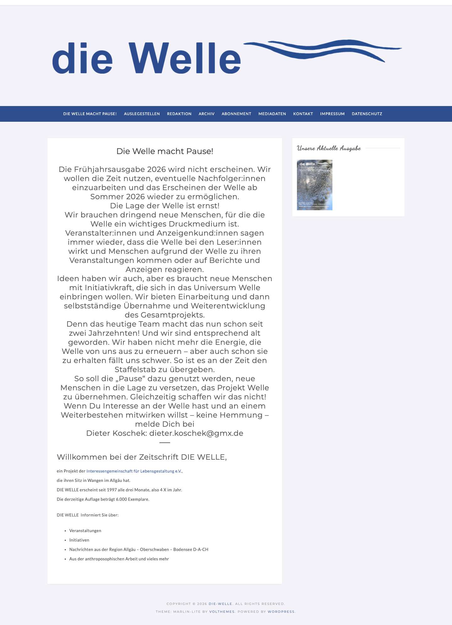 Die-Welle – eine Zeitschrift der Interessengemeinschaft für Lebensgestaltung e.V. - Full Screenshot