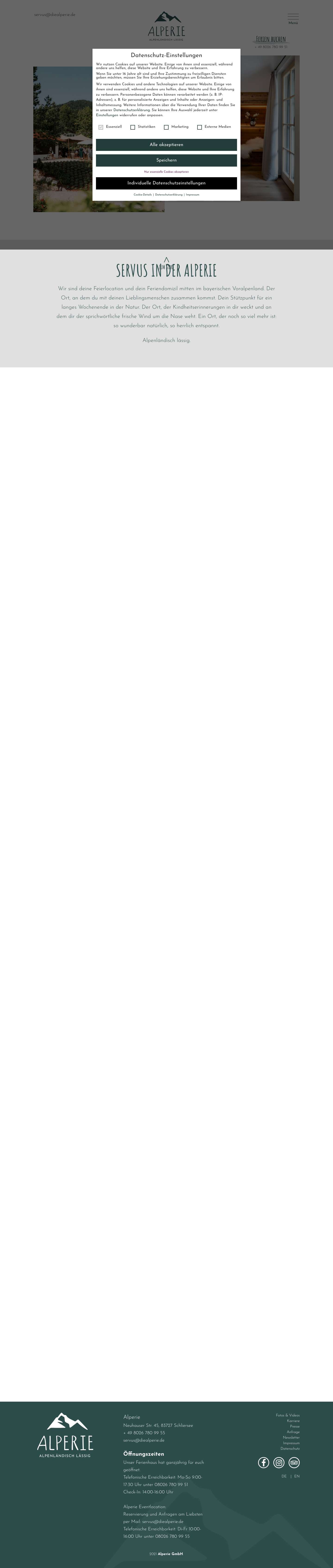 Alperie: Eventlocation & Ferienhaus am Schliersee in Oberbayern - Full Screenshot