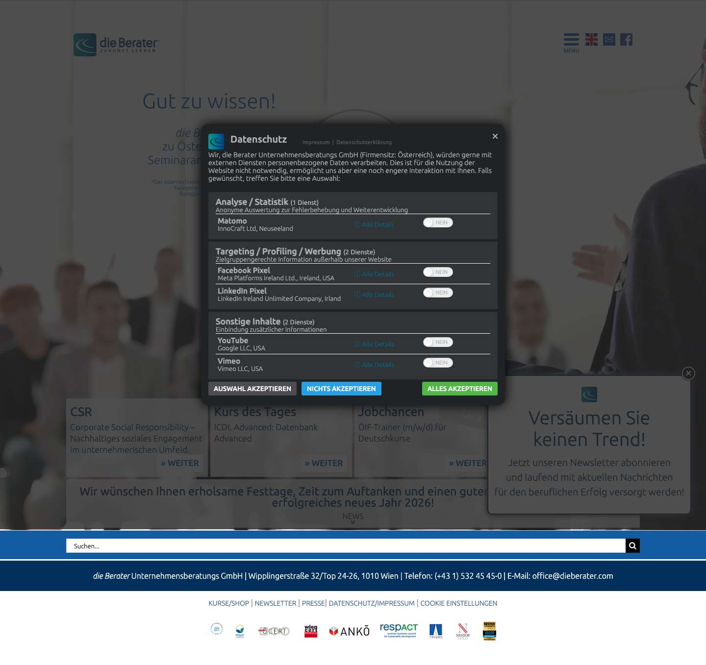 Österreichs führendes Consultingunternehmen für Aus- und Weiterbildung - die Berater - Full Screenshot