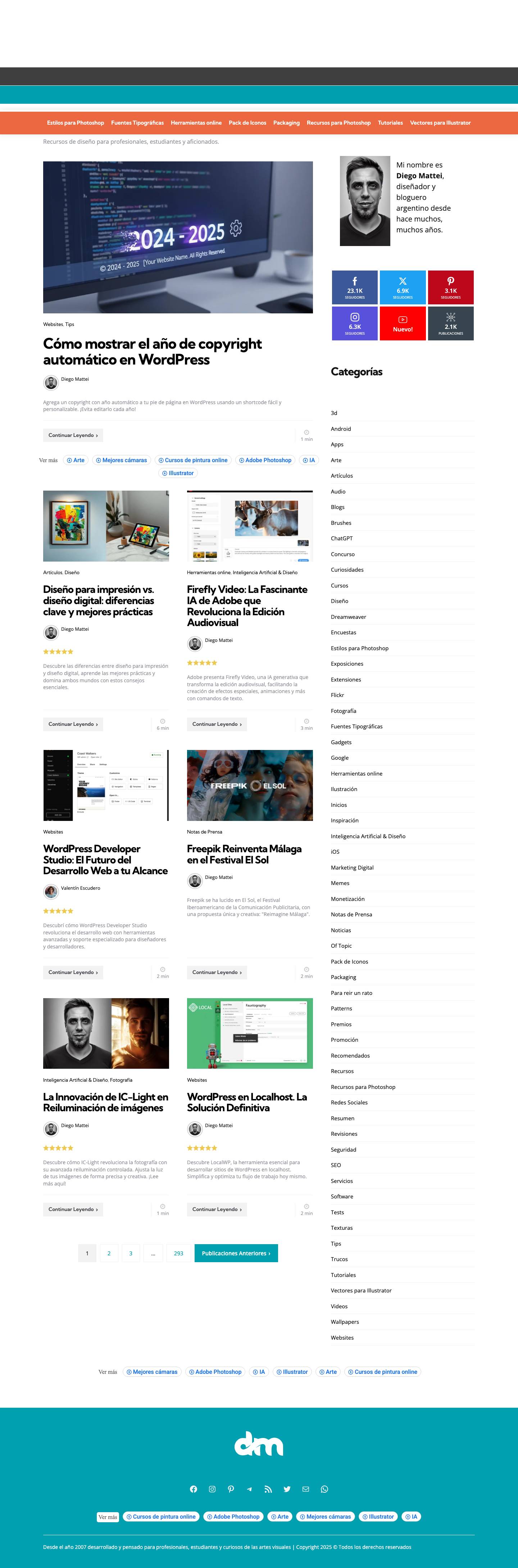 Diego Mattei Blog | Recursos gráficos para diseñadores gráficos y webs, estudiantes y profesionales. - Full Screenshot