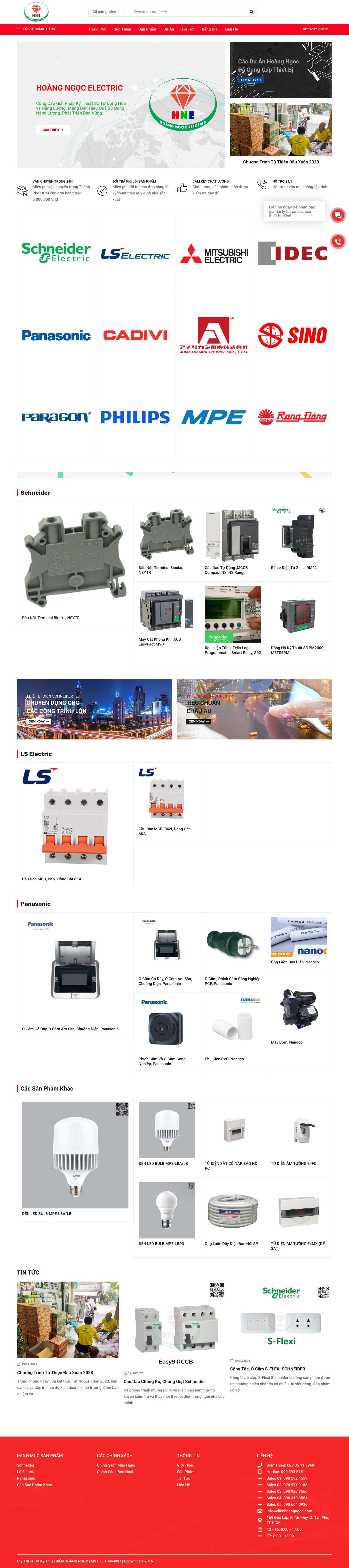 Hoàng Ngọc Electric | Thiết Bị Điện Chính Hãng Giá Tốt Tp - Full Screenshot