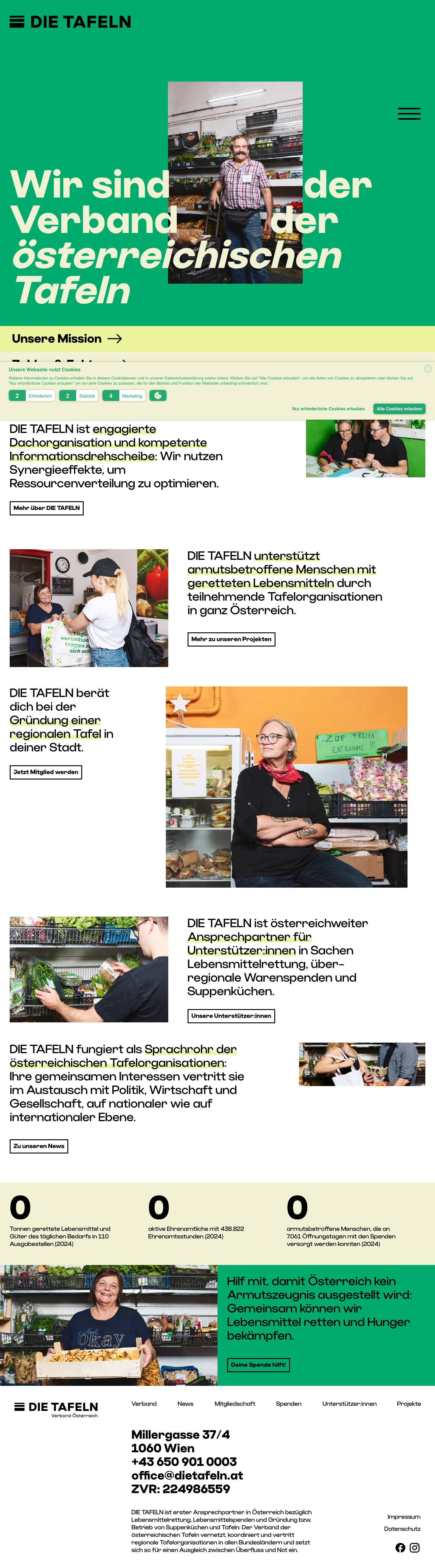 DIE TAFELN – Verband der österreichischen Tafeln - Full Screenshot