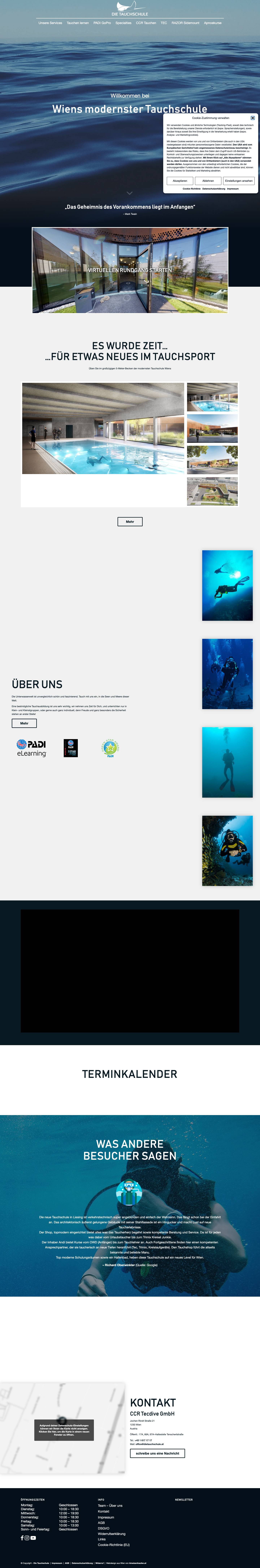 Die Tauchschule - Wiens modernste Tauchschule - Full Screenshot
