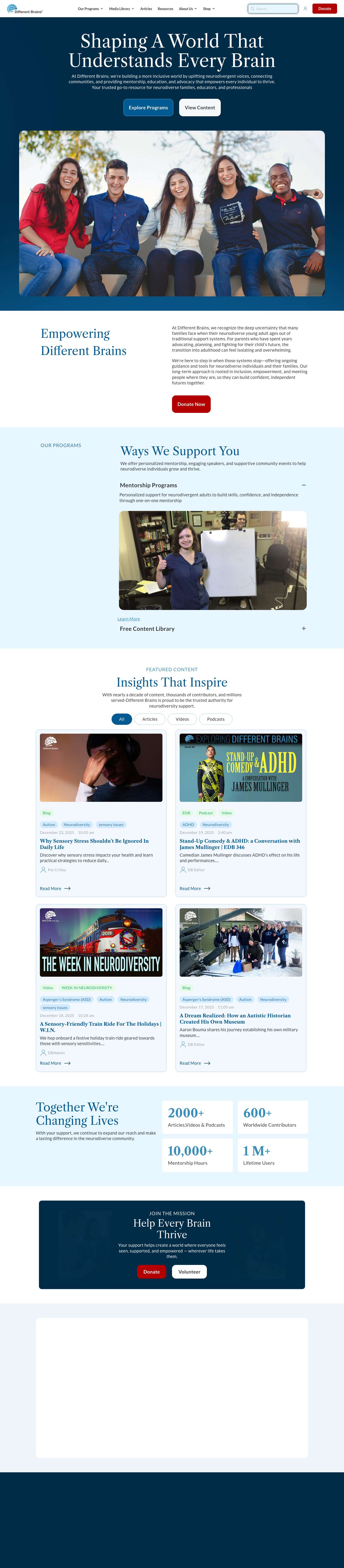 Homepage | Different Brains - Full Screenshot