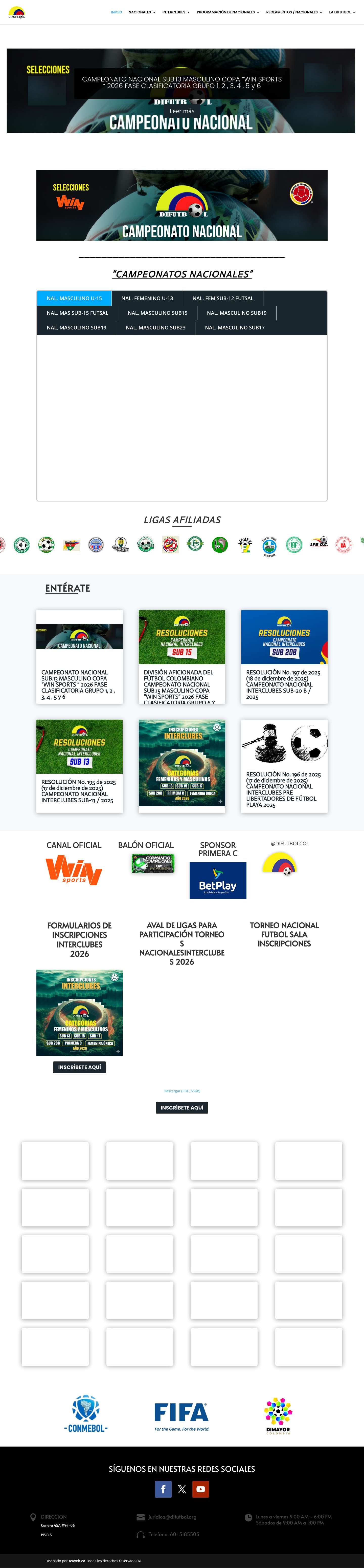 Difutbol | División Aficionada del Fútbol Colombiano - Full Screenshot
