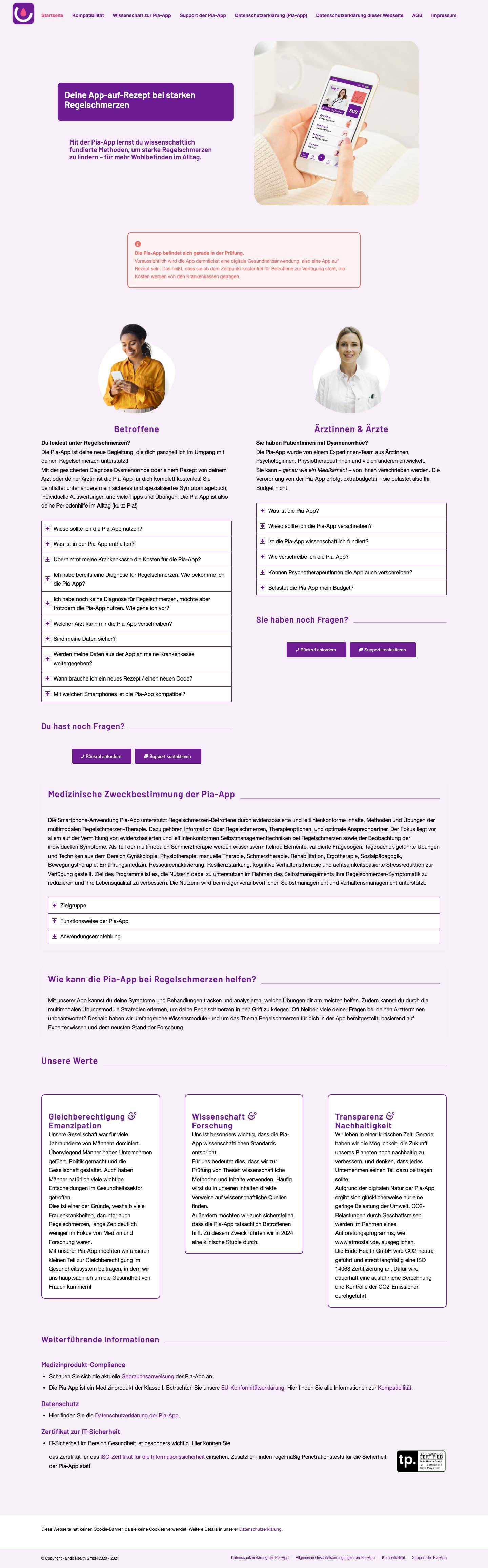 Pia-App – Deine digitale Begleitung in schwierigen ZeitenNach oben scrollen - Full Screenshot