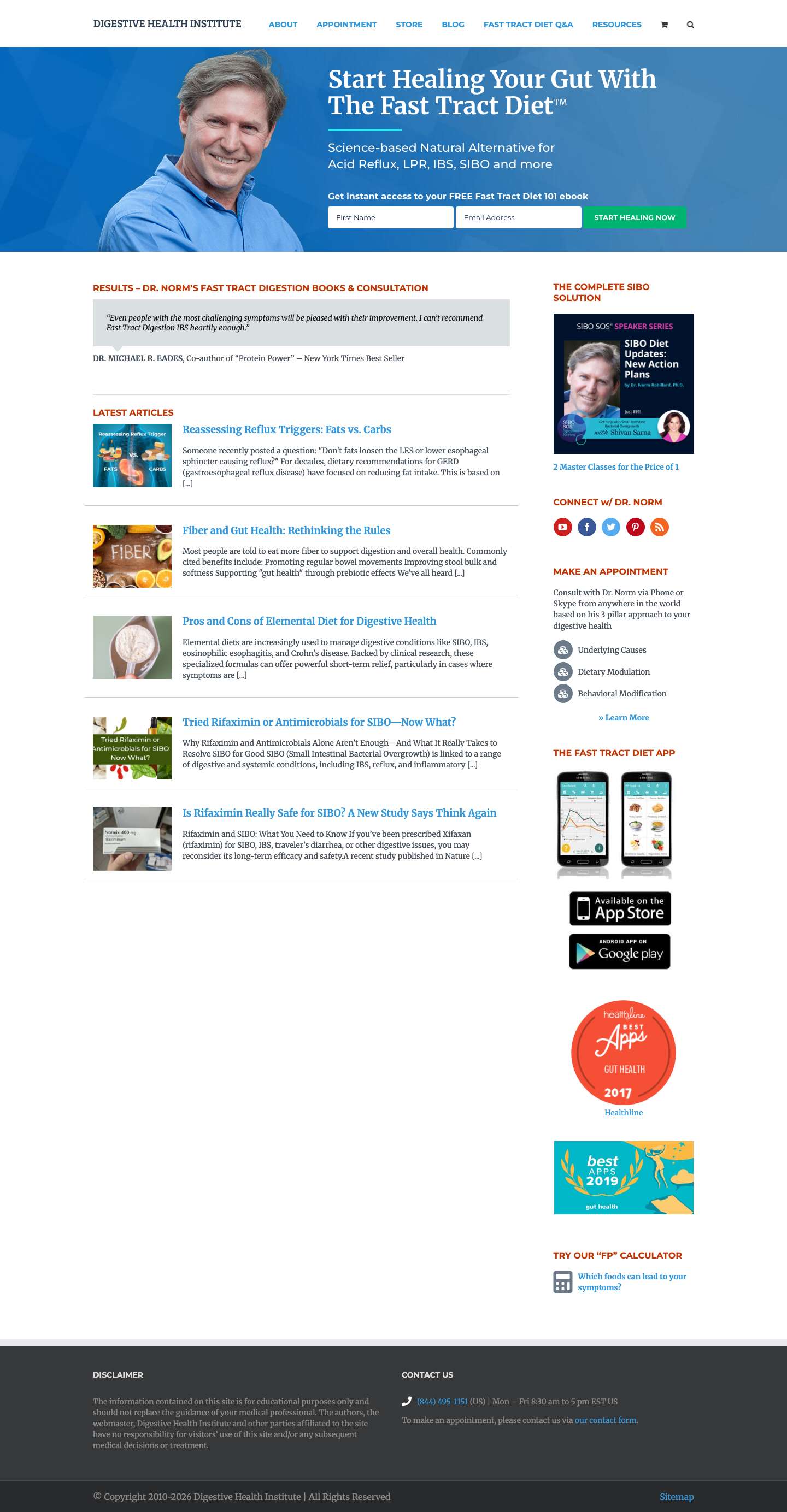 Fast Tract Diet for SIBO - Digestive Health Institute - Full Screenshot