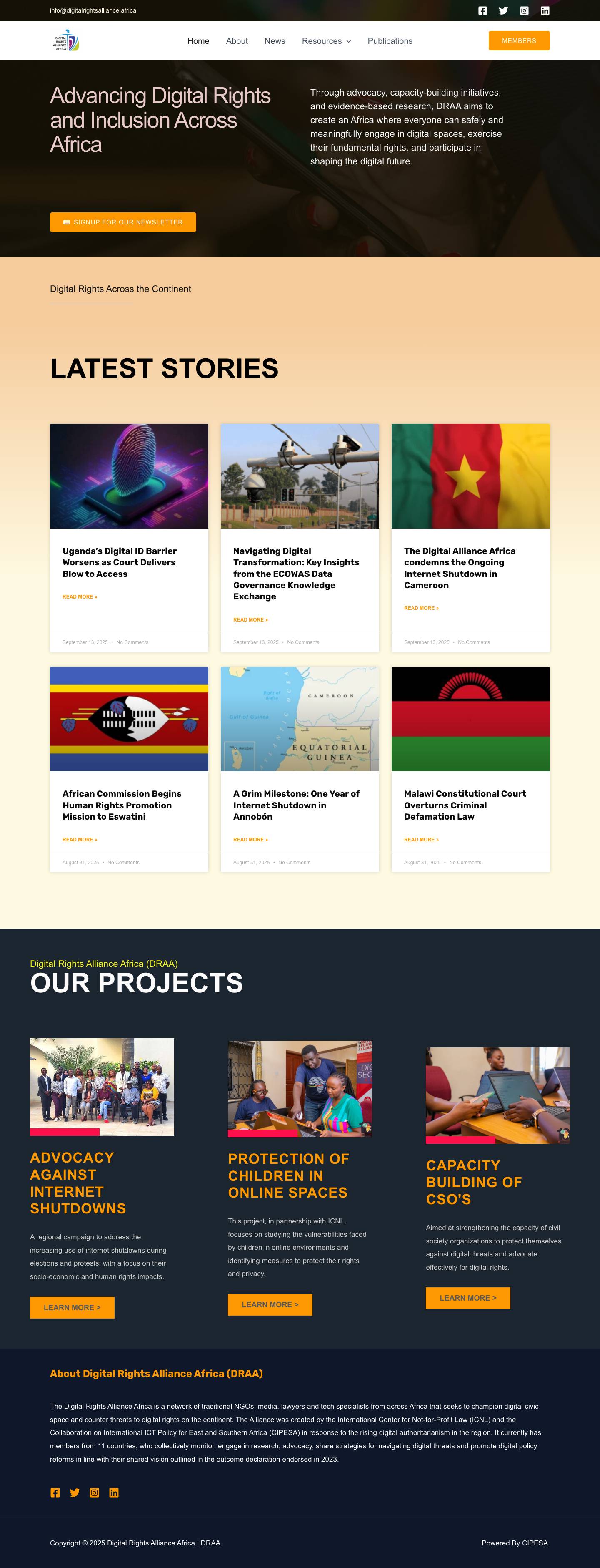 Home - Digital Rights Alliance Africa | DRAA - Full Screenshot
