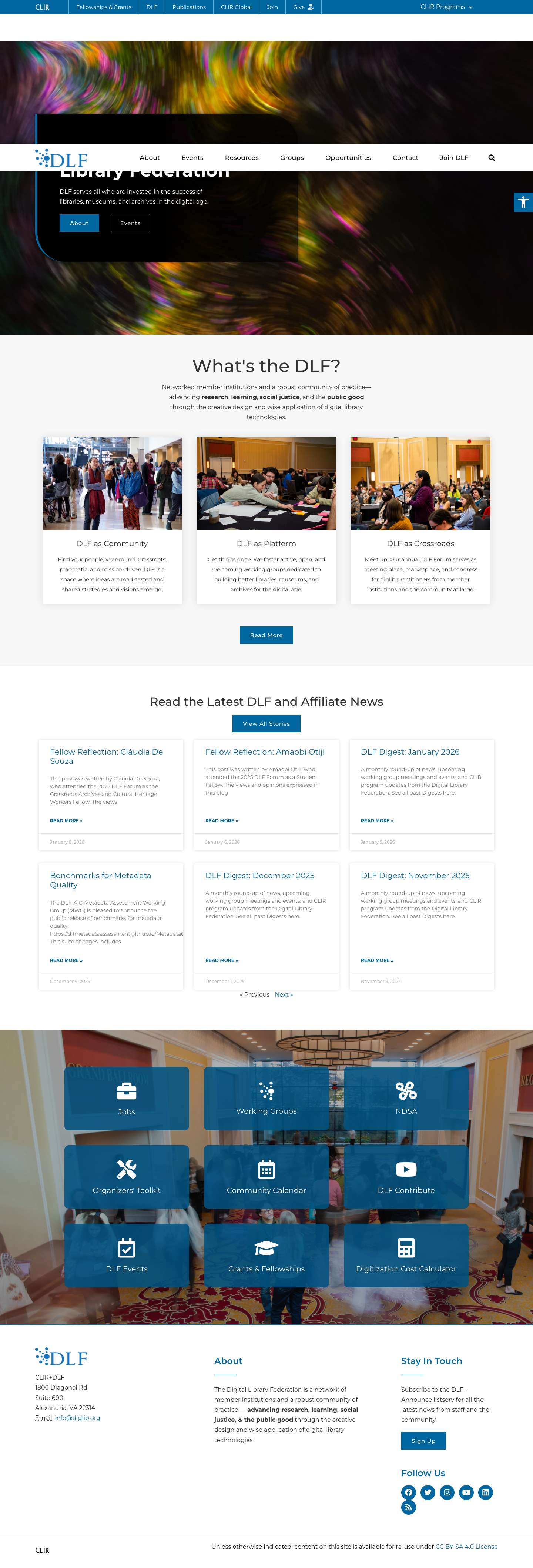 Digital Library Federation - DLFAccessibility ToolsIncrease TextDecrease Text - Full Screenshot