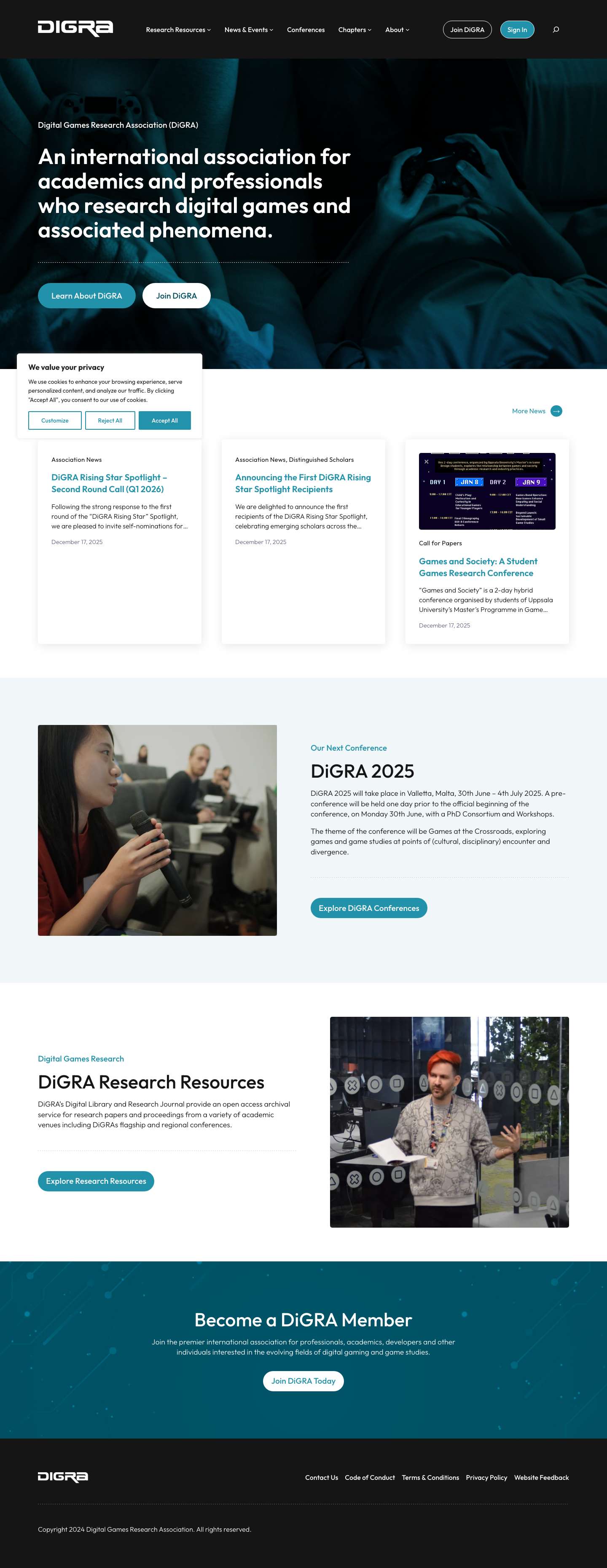 Home - Digital Games Research Association (Di - Full Screenshot
