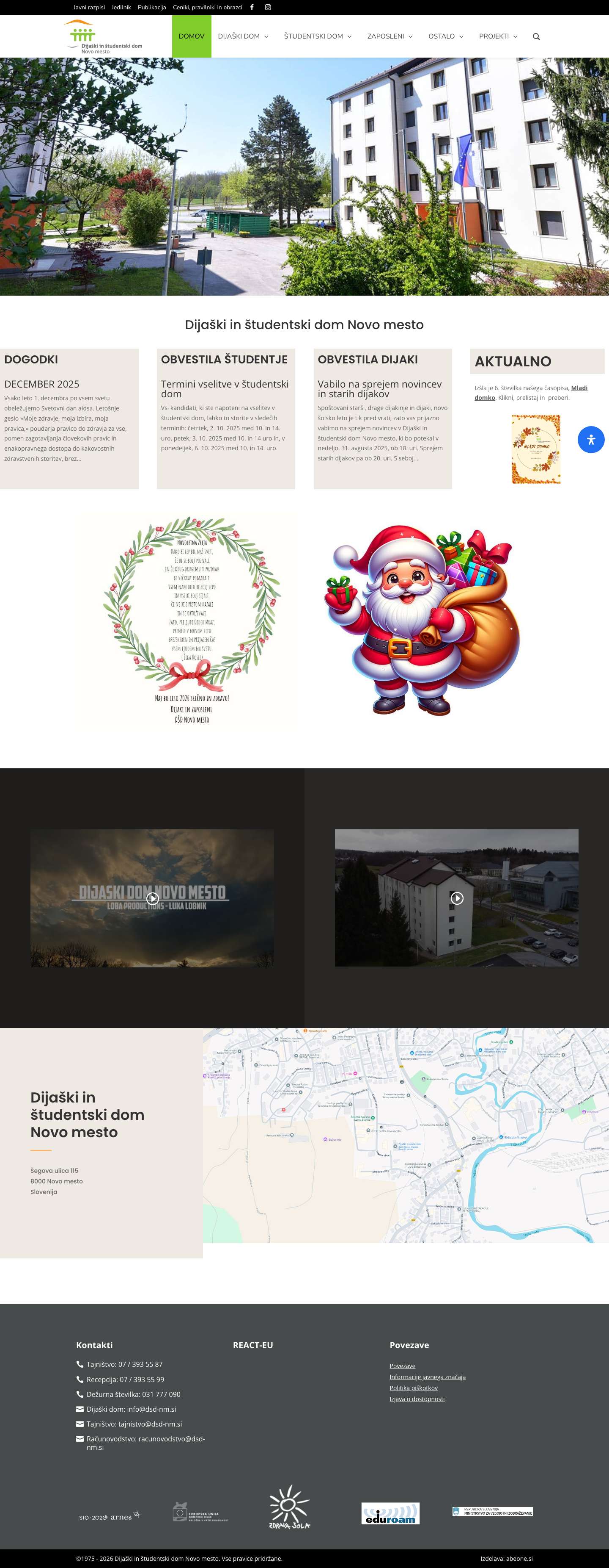 Domov - Dijaški in študentski dom Novo mesto - Full Screenshot