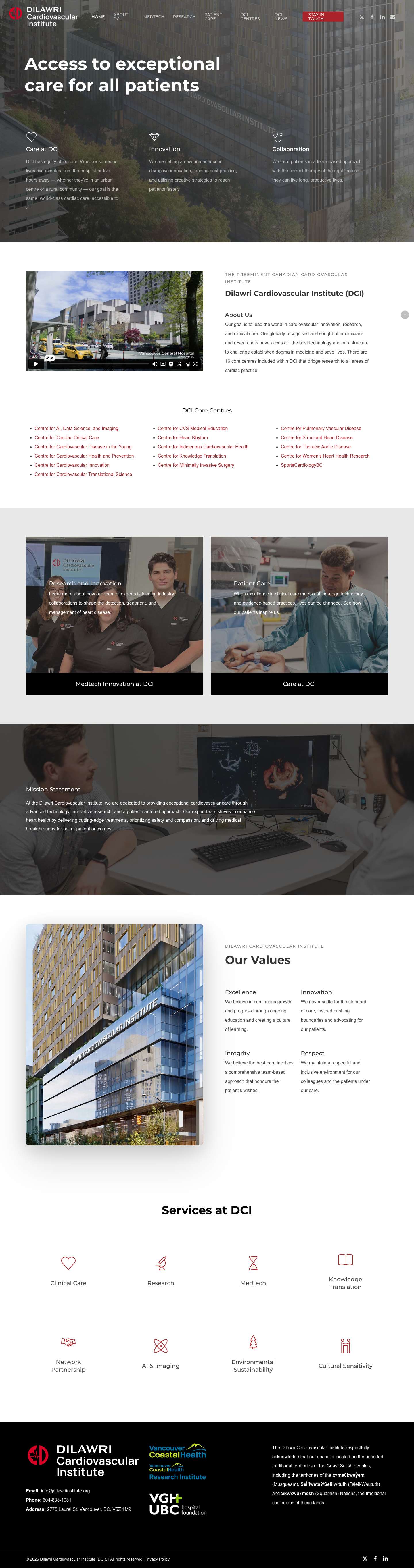 DCI | Dilawri Cardiovascular Institute | Leading Cardiovascular Care & Innovation - Full Screenshot