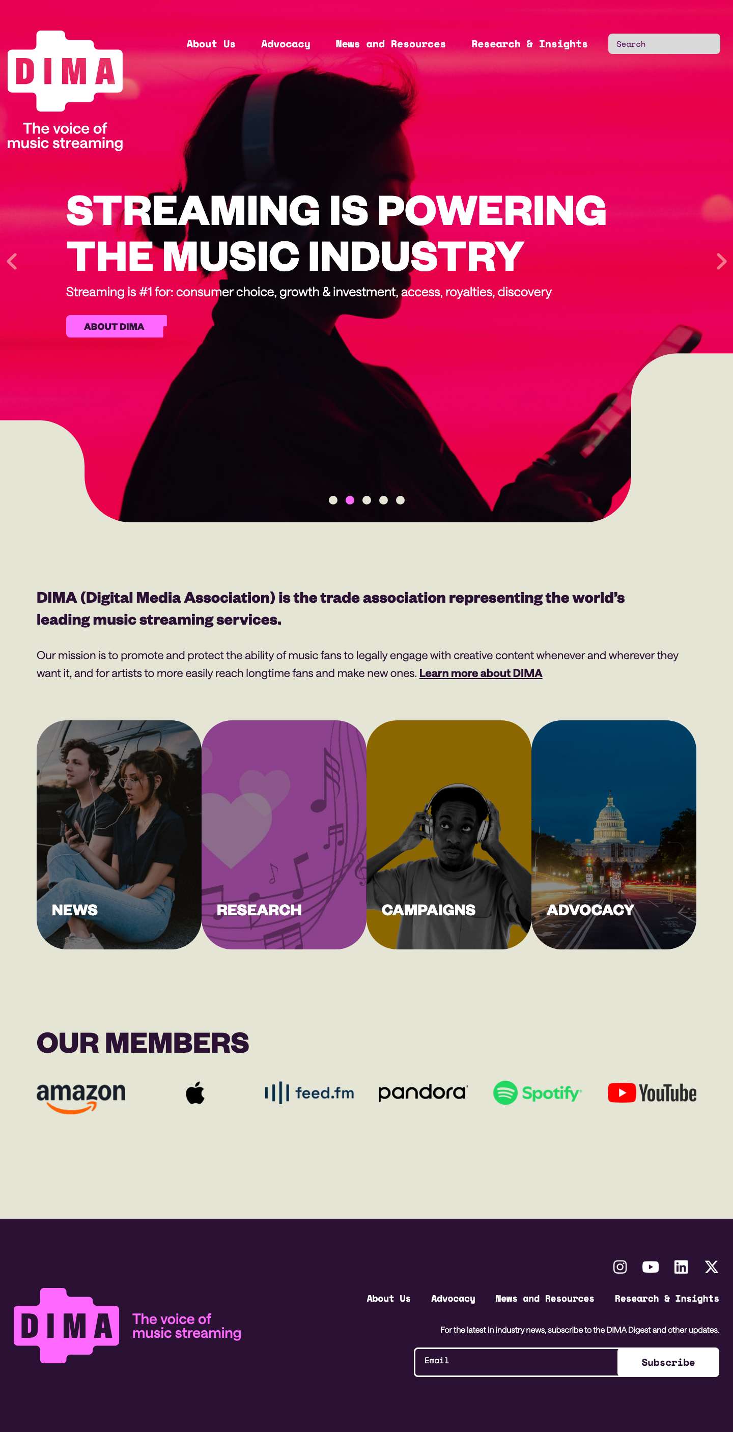 DIMA, The Voice of Music Streaming | Digital Media Association - Full Screenshot