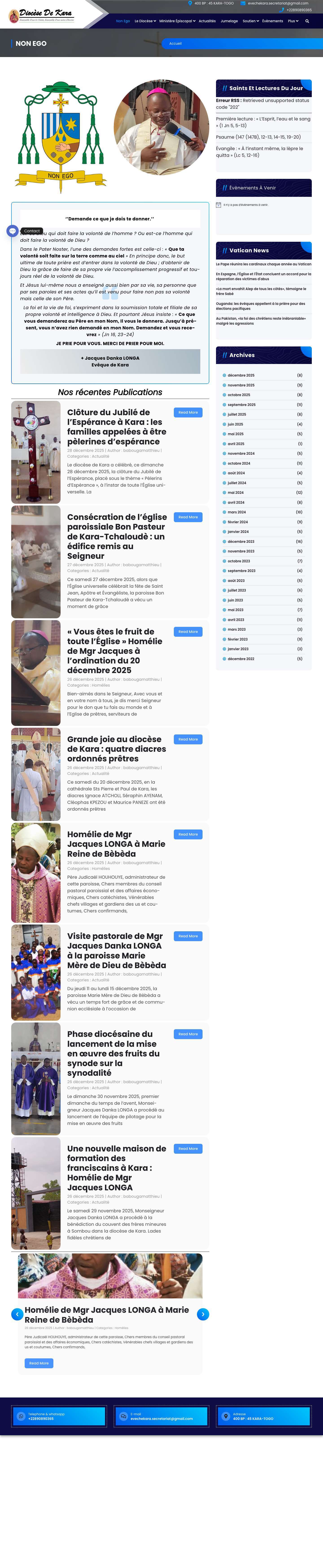 Diocèse De Kara - Full Screenshot