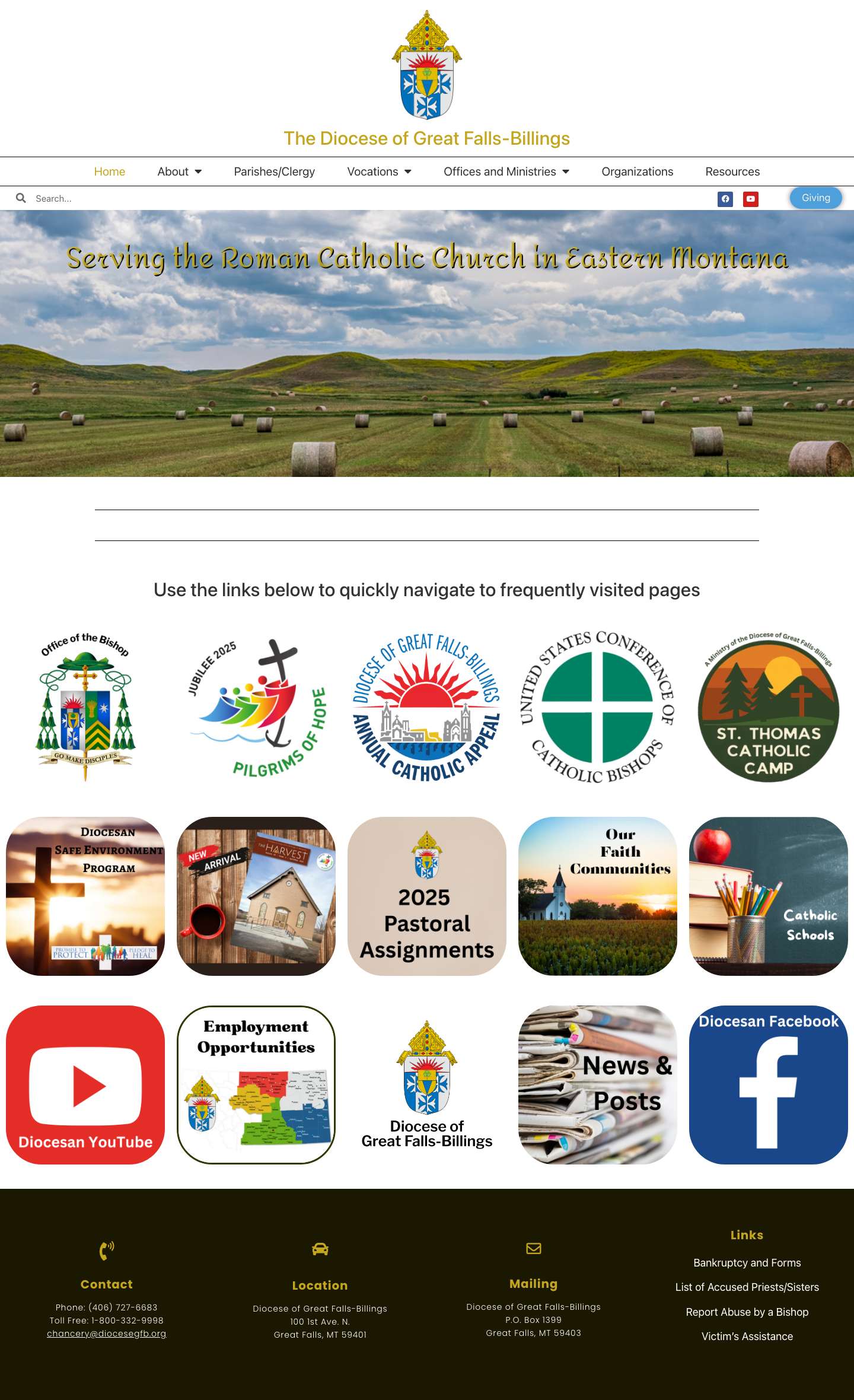 Home - The Diocese of Great Falls-Billings - Full Screenshot