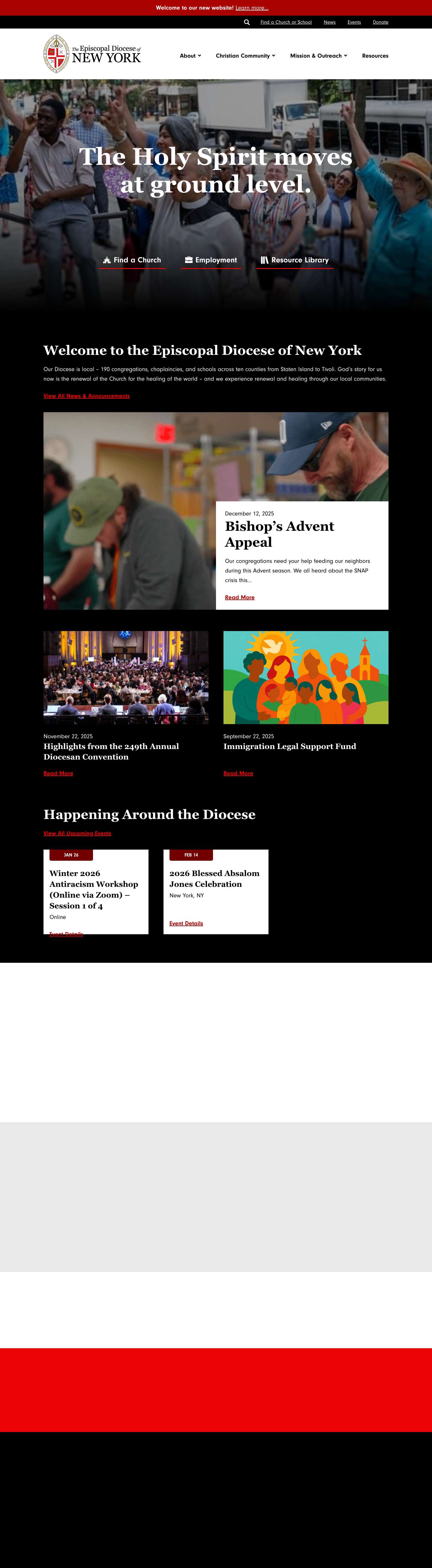 The Episcopal Diocese of New York - Full Screenshot