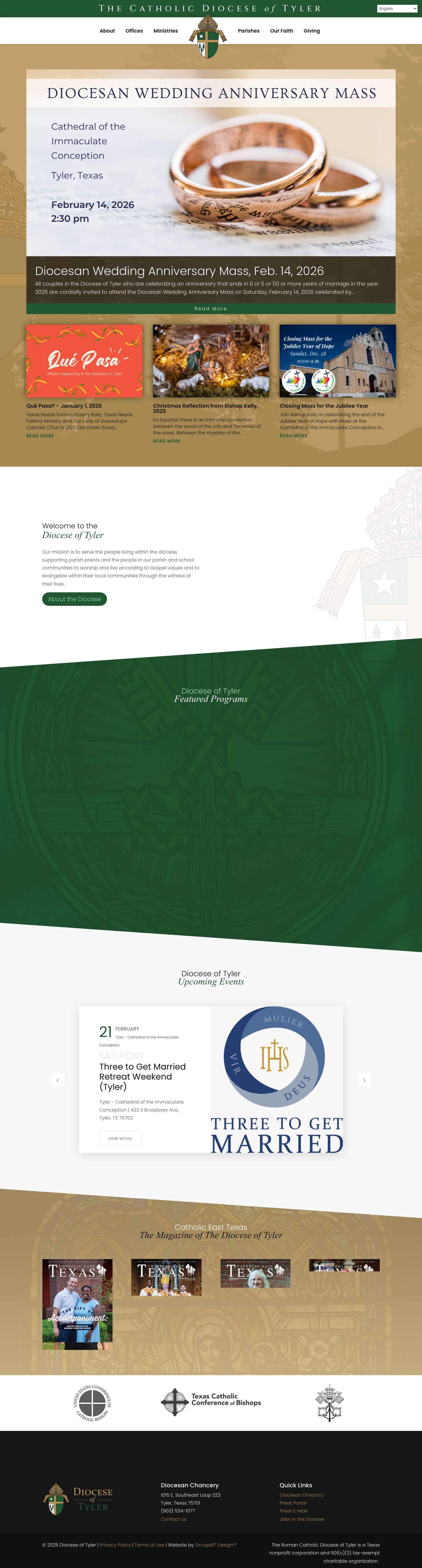 Home - The Catholic Diocese of Tyler - Full Screenshot